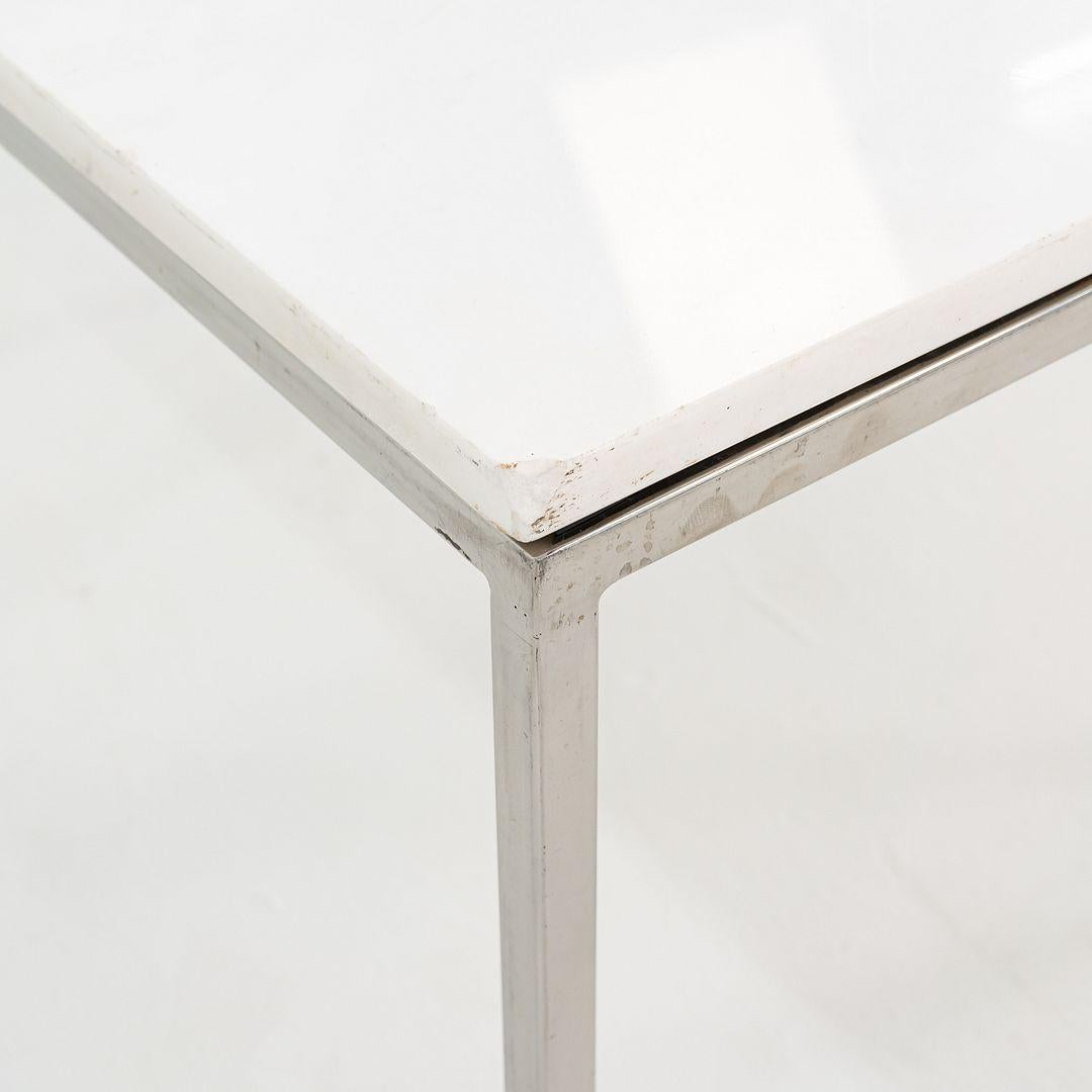 1965 Pair of Custom Marble and Steel Square Side Tables from Yamasaki Building For Sale 3