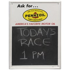 1965 Pennzoil Motor Oil Tin Chalk Board Sign