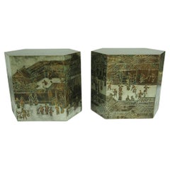 Retro 1965 Philip and Kelvin Laverne Bronze Side Tables "Chan" a Pair