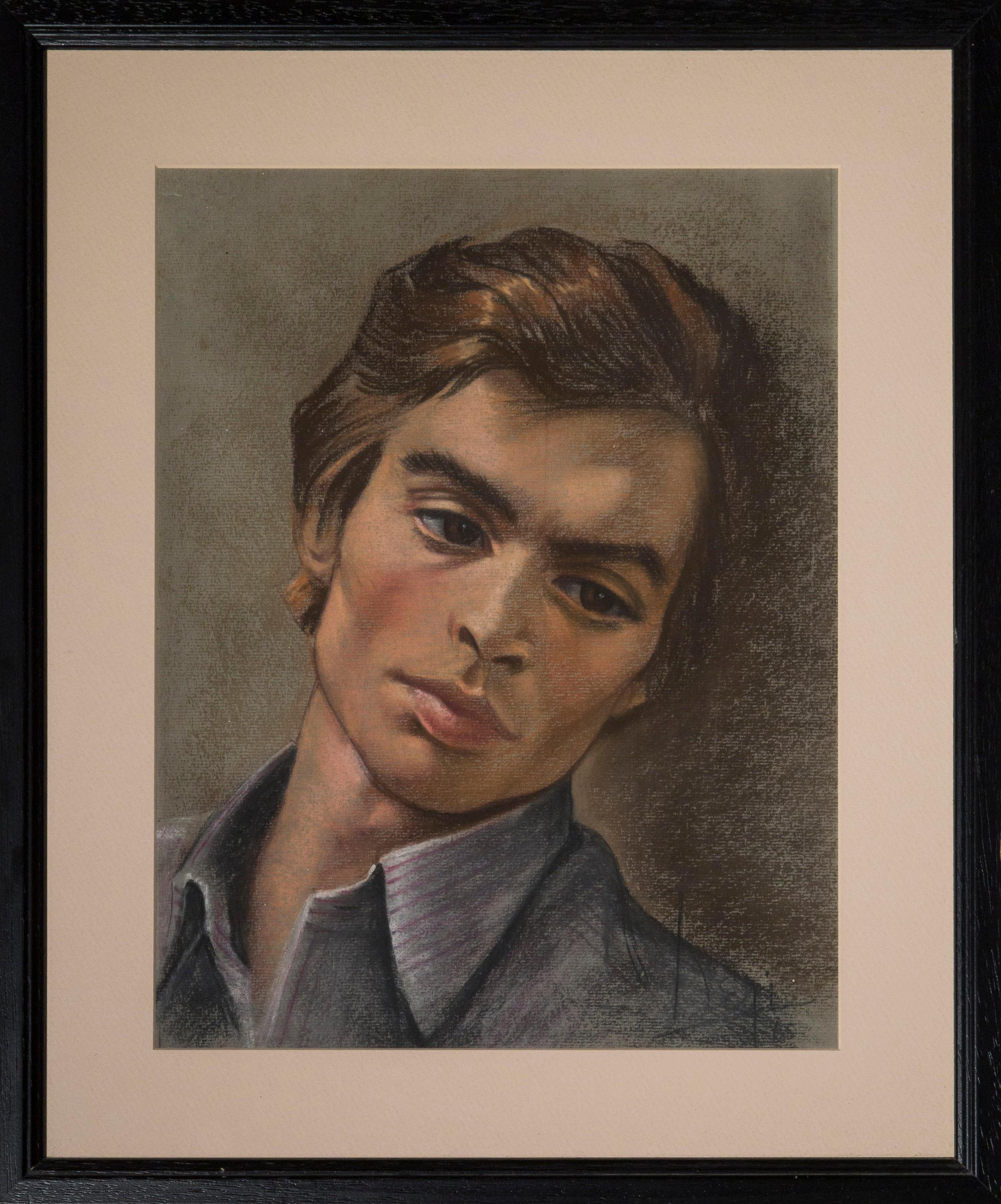 A handsome portrait of Rudolf Nureyev, signed indistinctly lower right and dated '65, pencil on paper.

Measures:
Unframed: 11 by 14.5 inches
Framed: 16.5 by 19.75 inches.