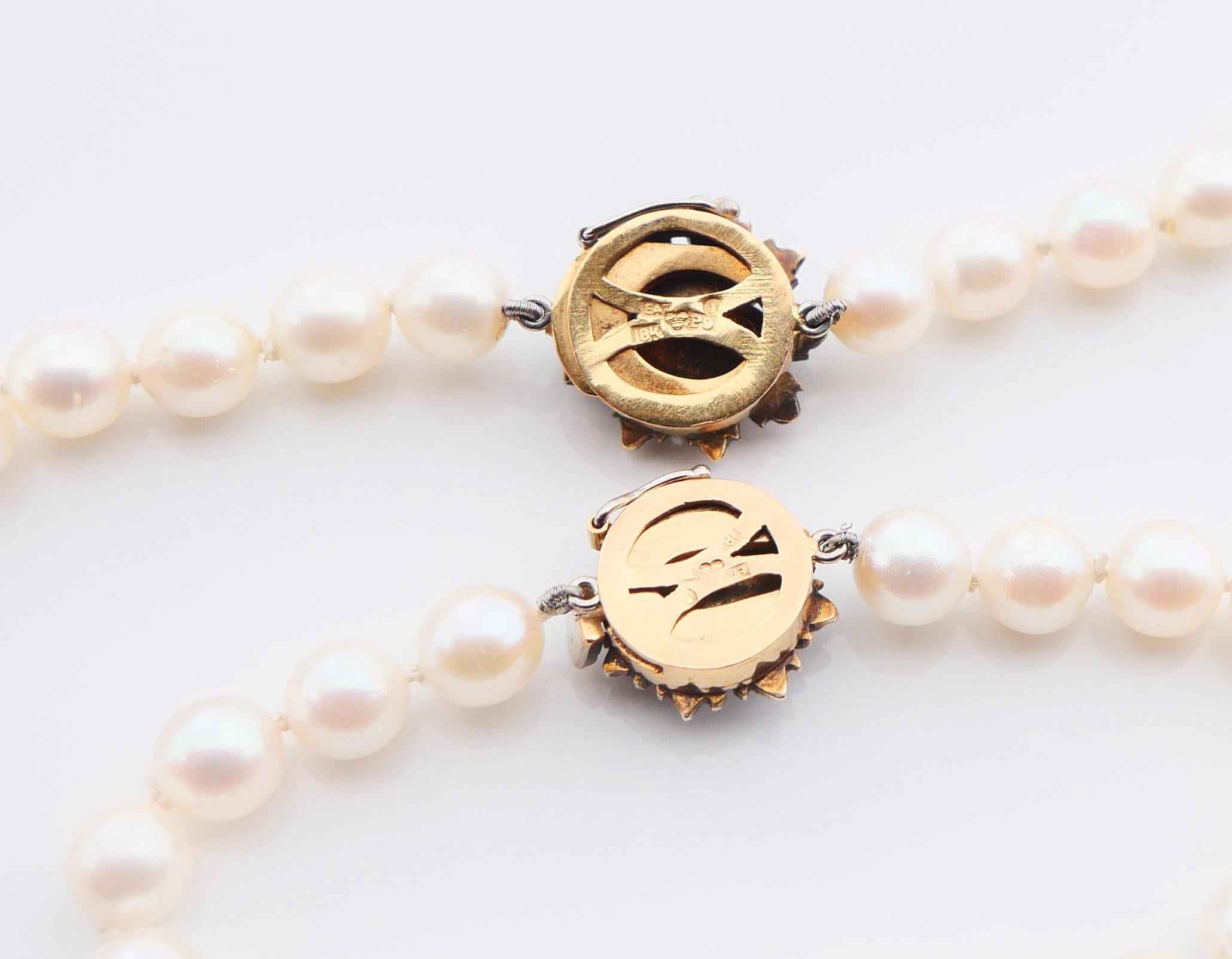 1965 Set Necklace Bracelet Pearl Diamonds solid 18K Gold Silver / 62 gr For Sale 8