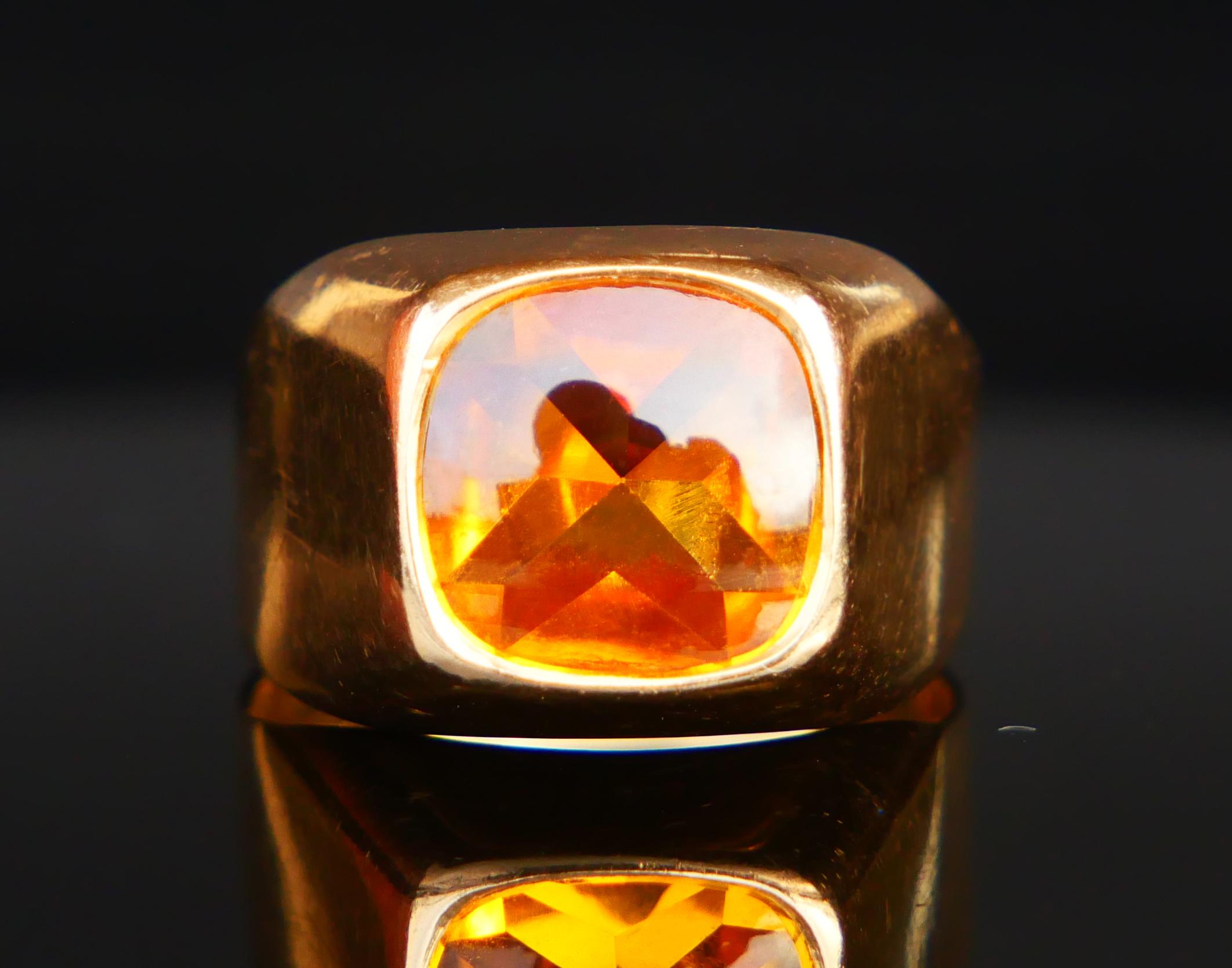 1965 Unisex Ring natural 6ct. Topaz solid 18K Gold Ø 7US / 4.9gr For Sale 7
