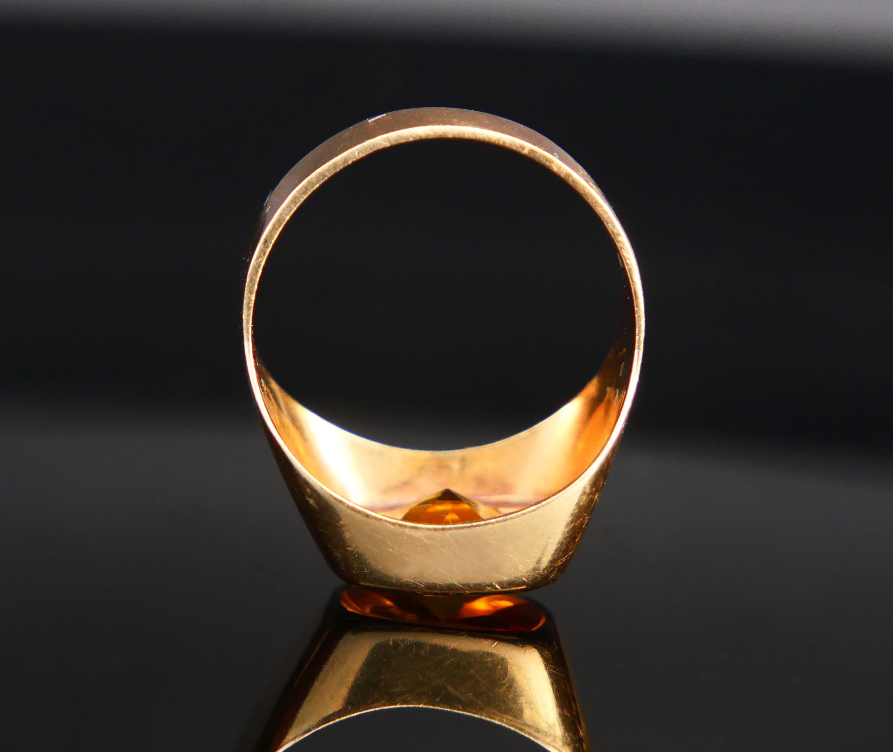 1965 Unisex Ring natural 6ct. Topaz solid 18K Gold Ø 7US / 4.9gr For Sale 9