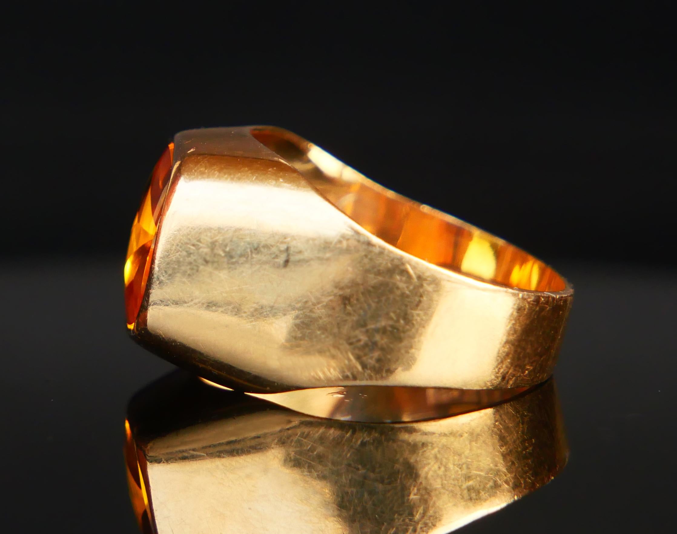 1965 Unisex Ring natural 6ct. Topaz solid 18K Gold Ø 7US / 4.9gr For Sale 10