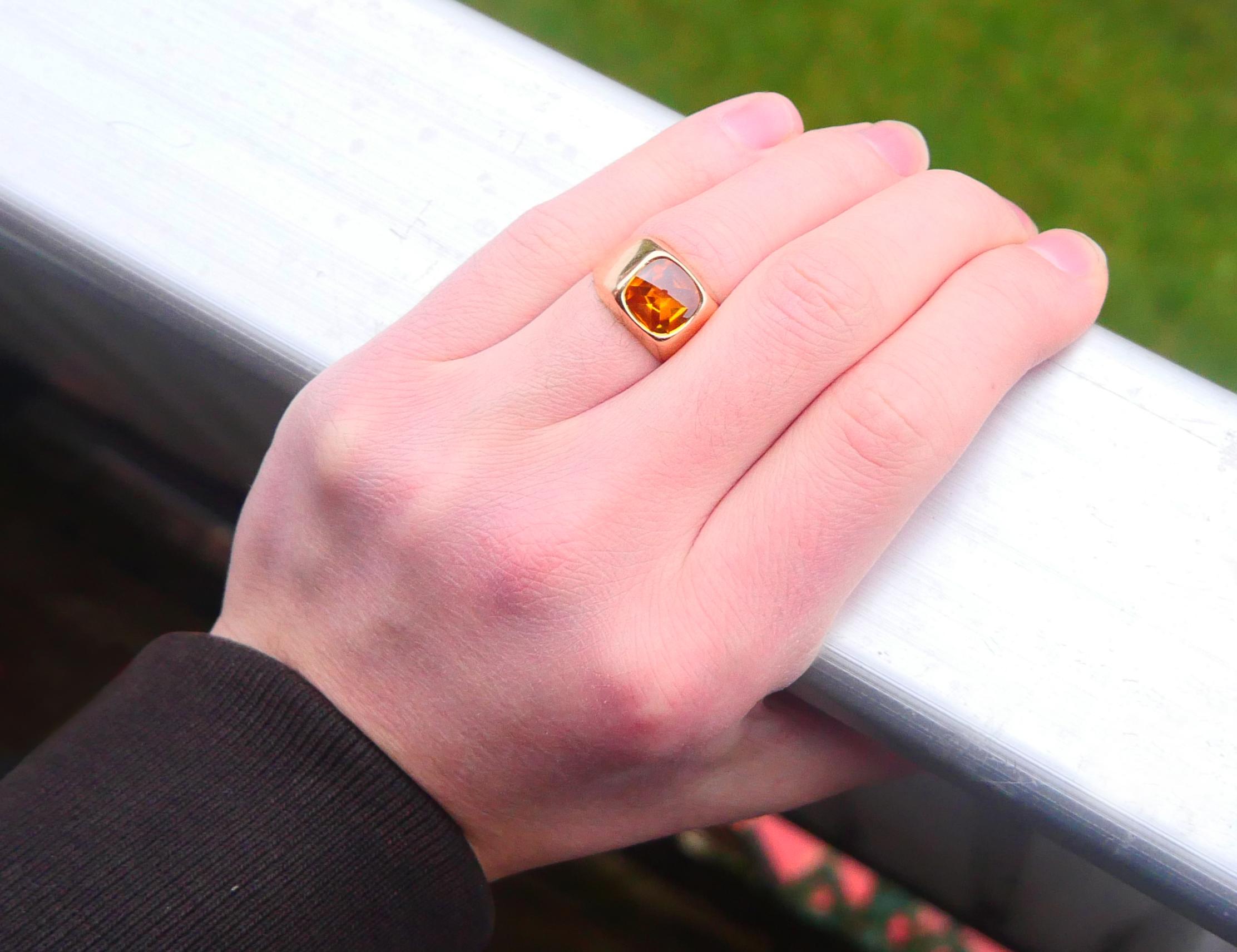 1965 Unisex Ring natural 6ct. Topaz solid 18K Gold Ø 7US / 4.9gr For Sale 11