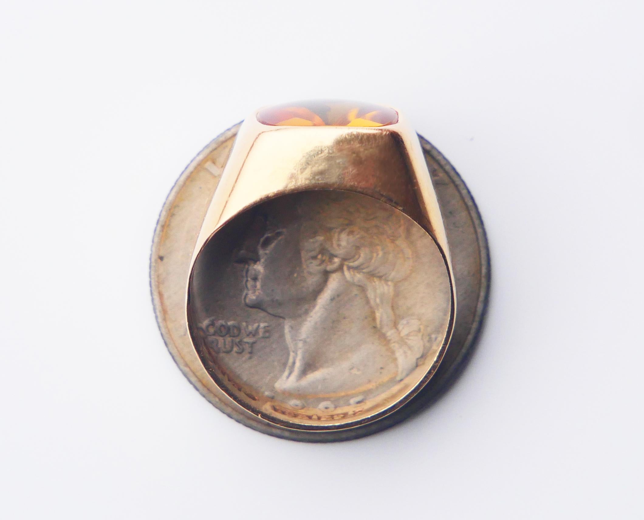 1965 Unisex Ring natural 6ct. Topaz solid 18K Gold Ø 7US / 4.9gr For Sale 12