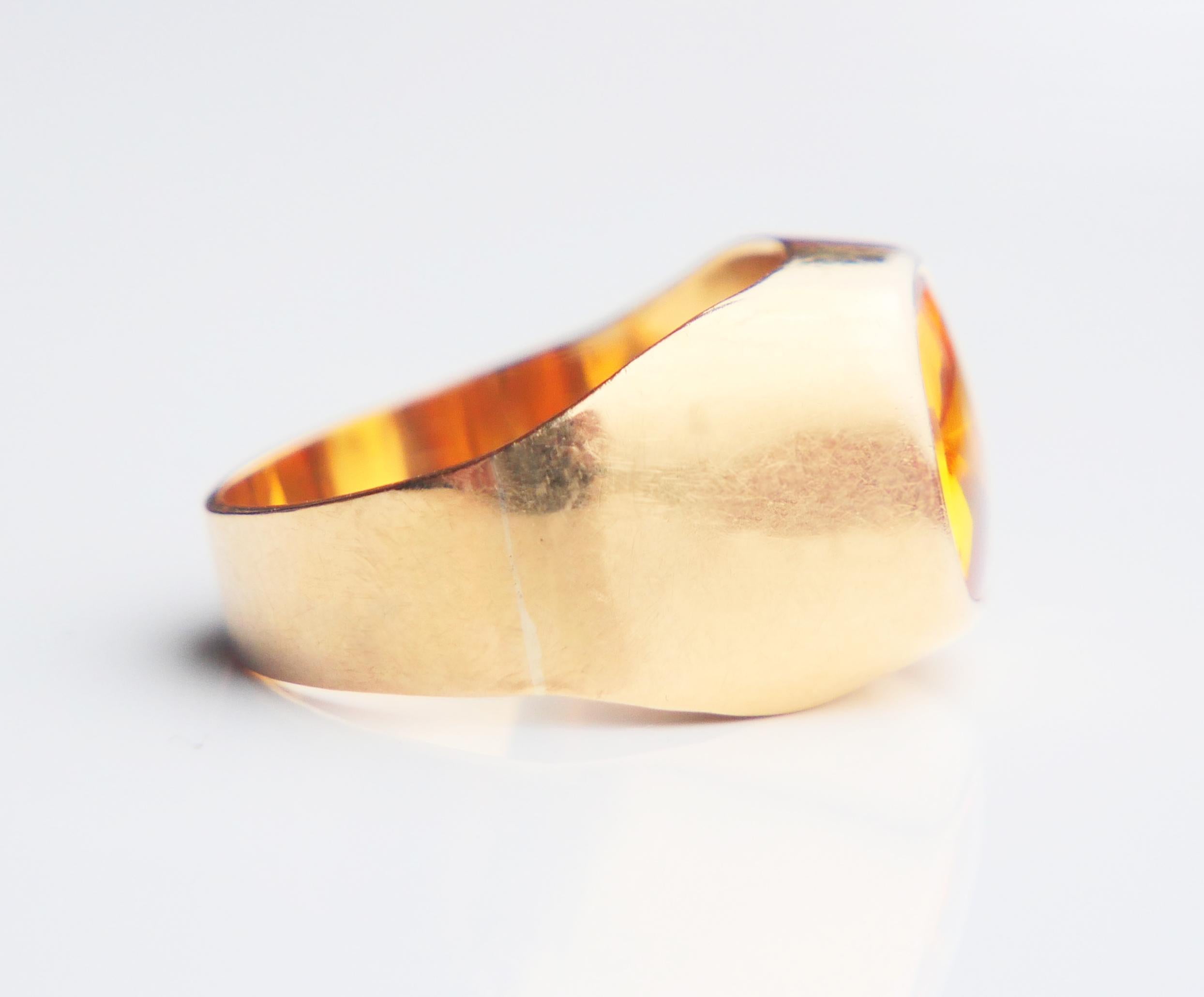 1965 Unisex Ring natural 6ct. Topaz solid 18K Gold Ø 7US / 4.9gr For Sale 2
