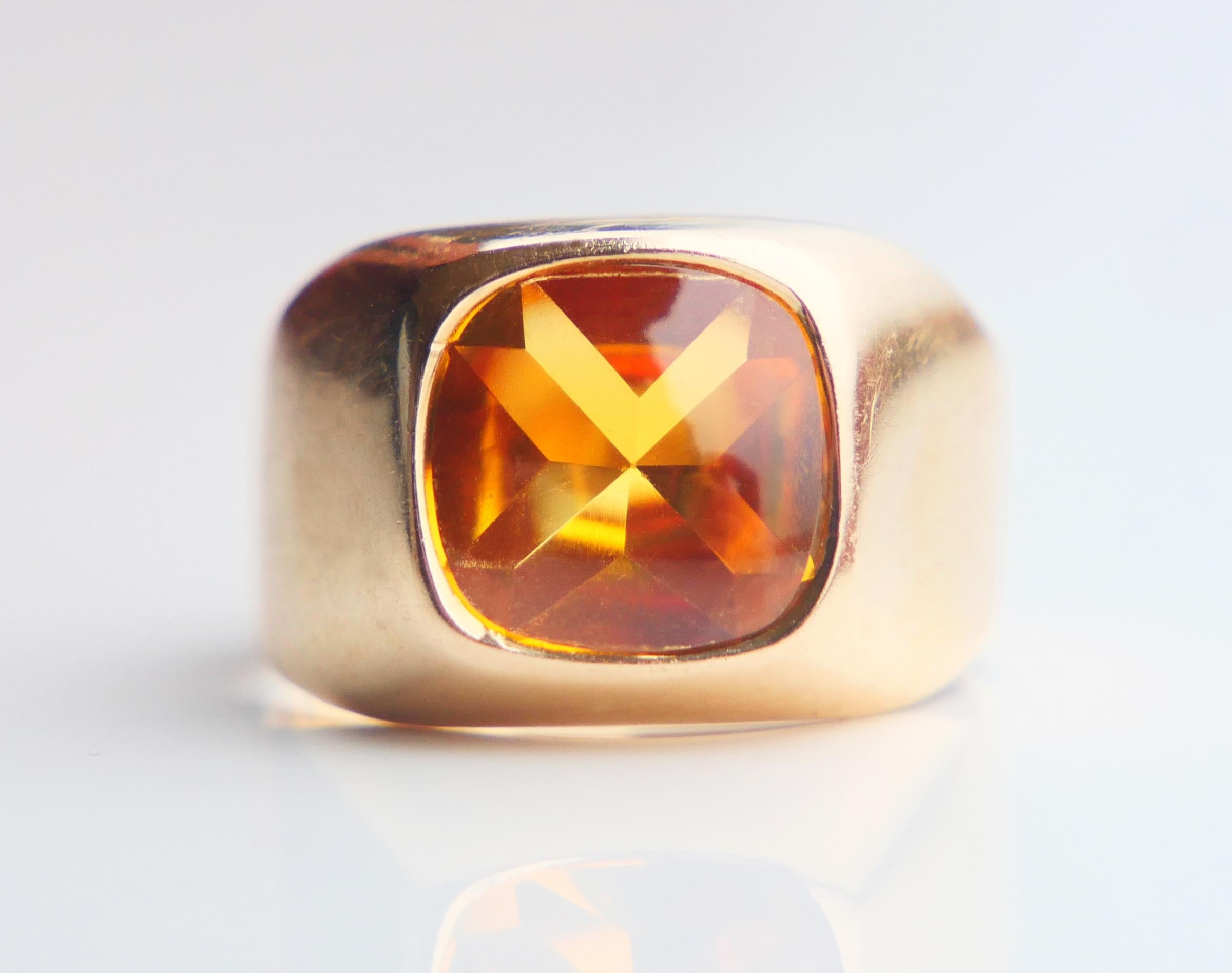 1965 Unisex Ring natural 6ct. Topaz solid 18K Gold Ø 7US / 4.9gr For Sale 3