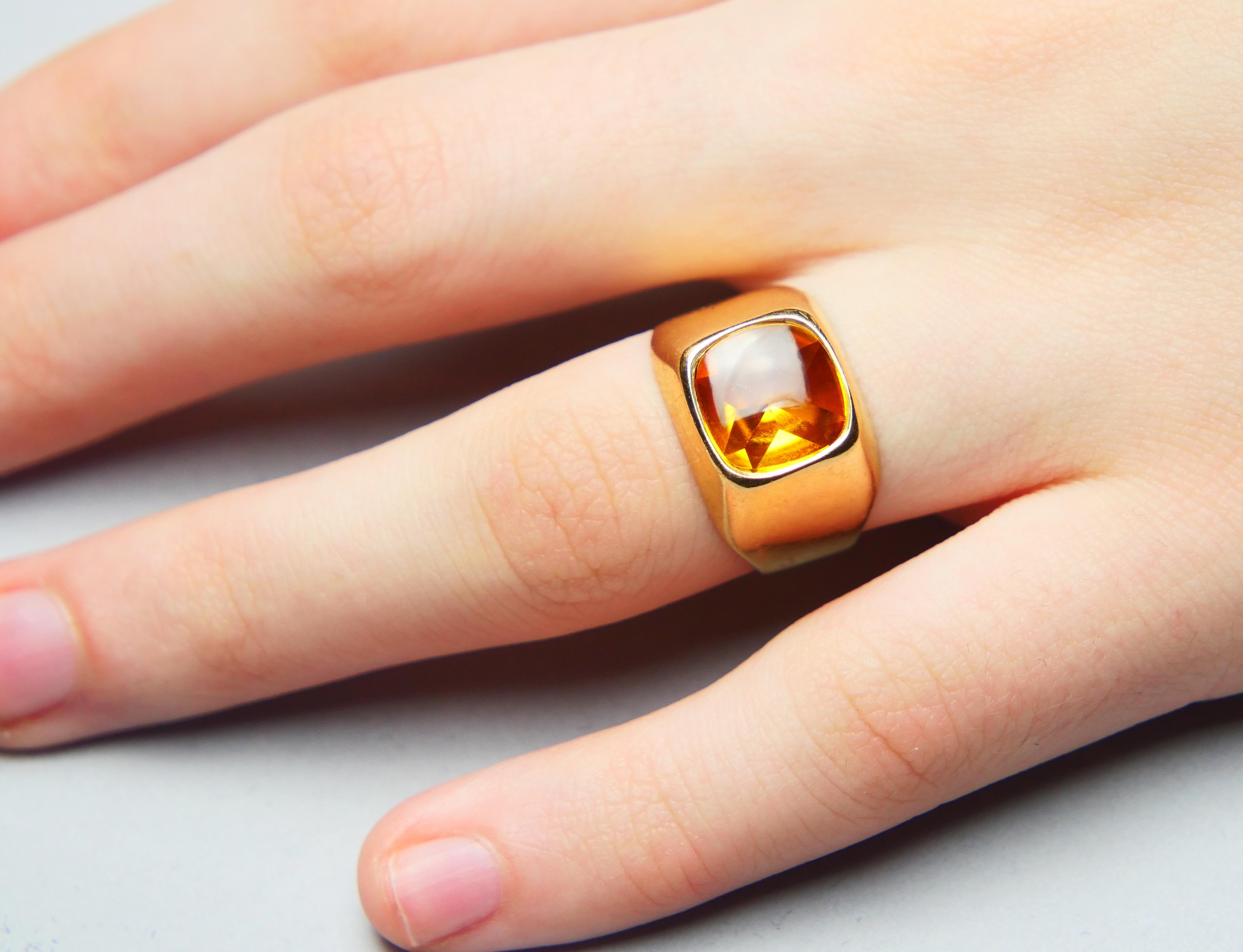 1965 Unisex Ring natural 6ct. Topaz solid 18K Gold Ø 7US / 4.9gr For Sale 5