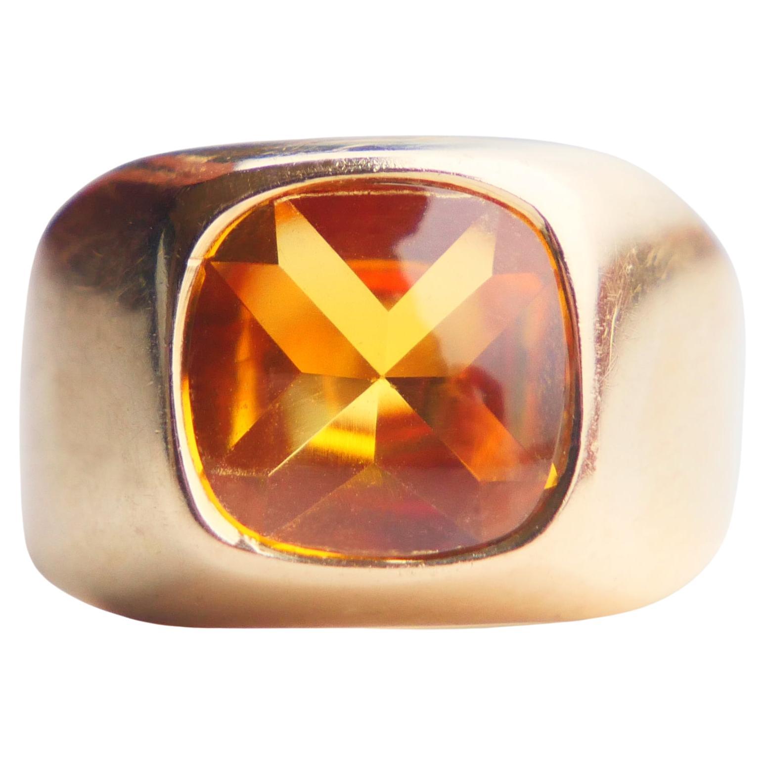 1965 Unisex Ring natural 6ct. Topaz solid 18K Gold Ø 7US / 4.9gr