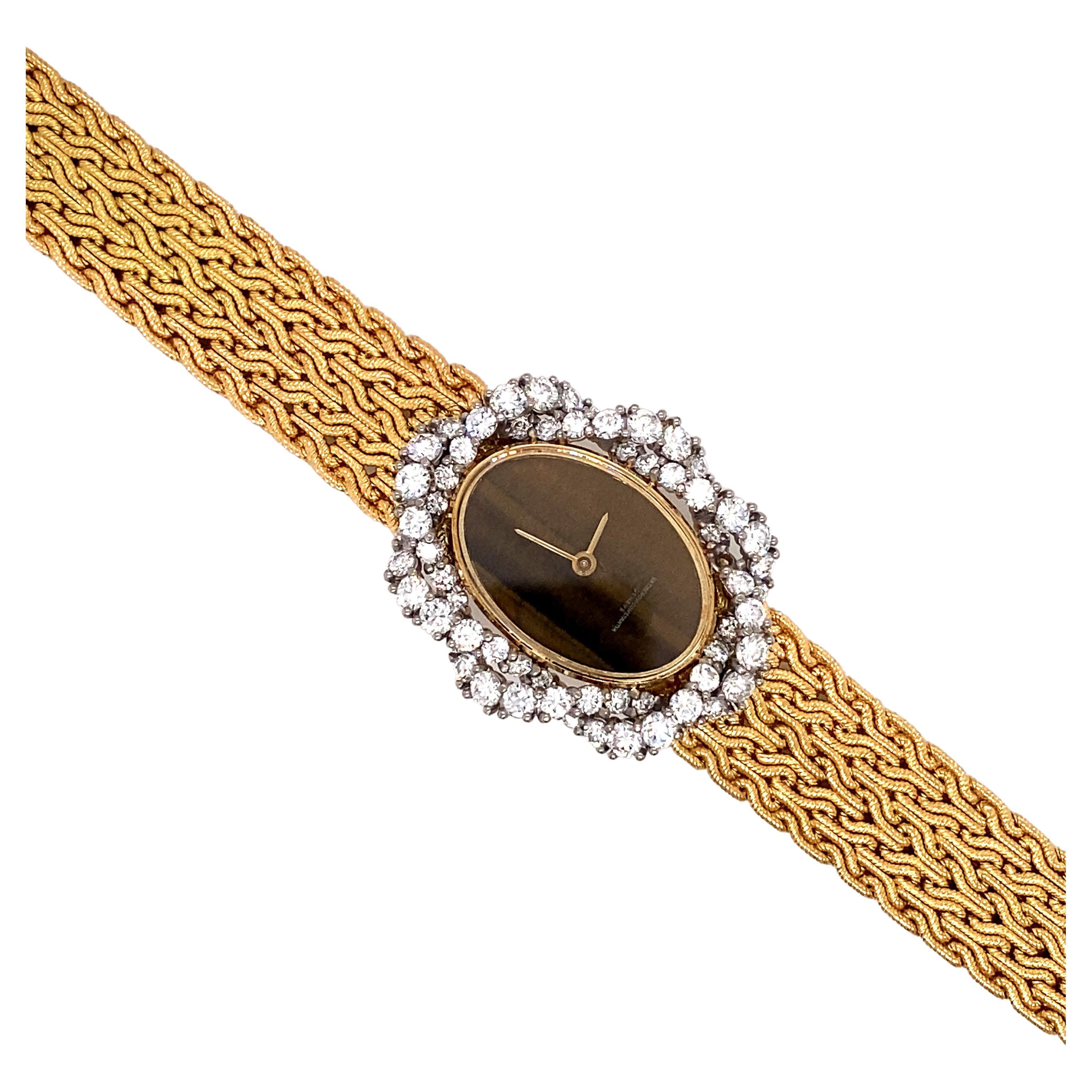 1965 Vacheron Constantin for Chaumet Tiger Eye Dial Diamond Wrist Watch 