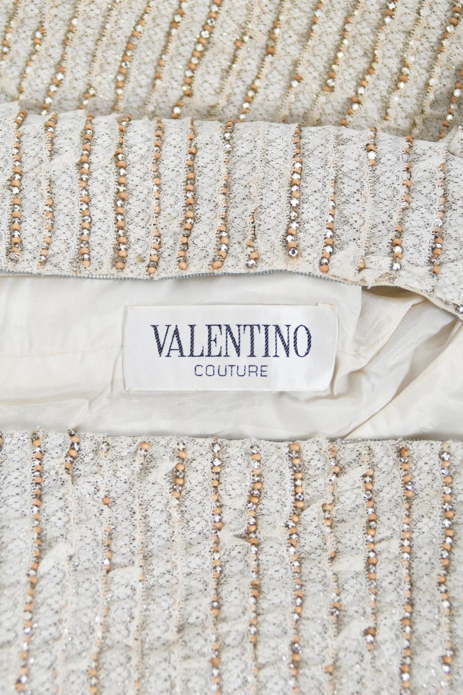 1965 Valentino Haute Couture Museum-Held Beaded Lamé Ivory Lace Mod Shift Dress For Sale 9