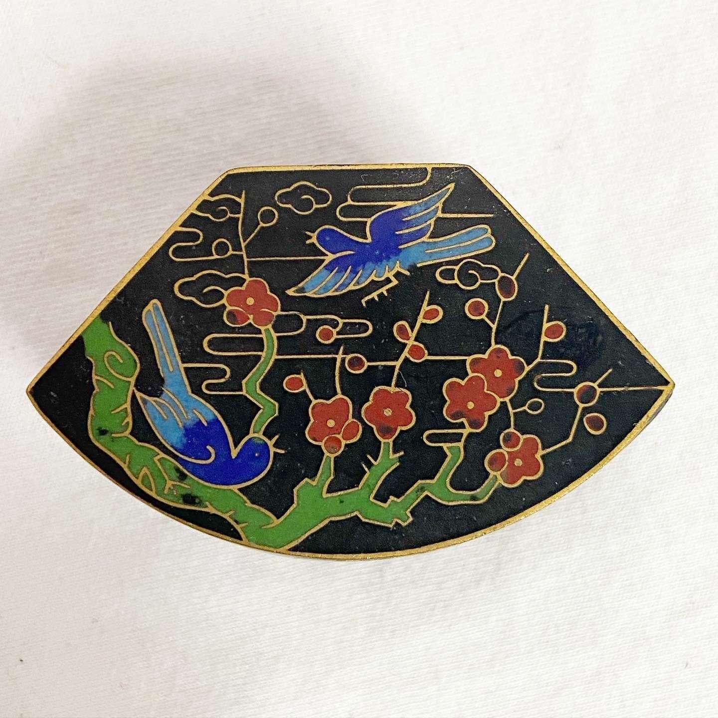 Mid-20th Century 1965 Vintage Chinoiserie Enameled Trinket Box For Sale