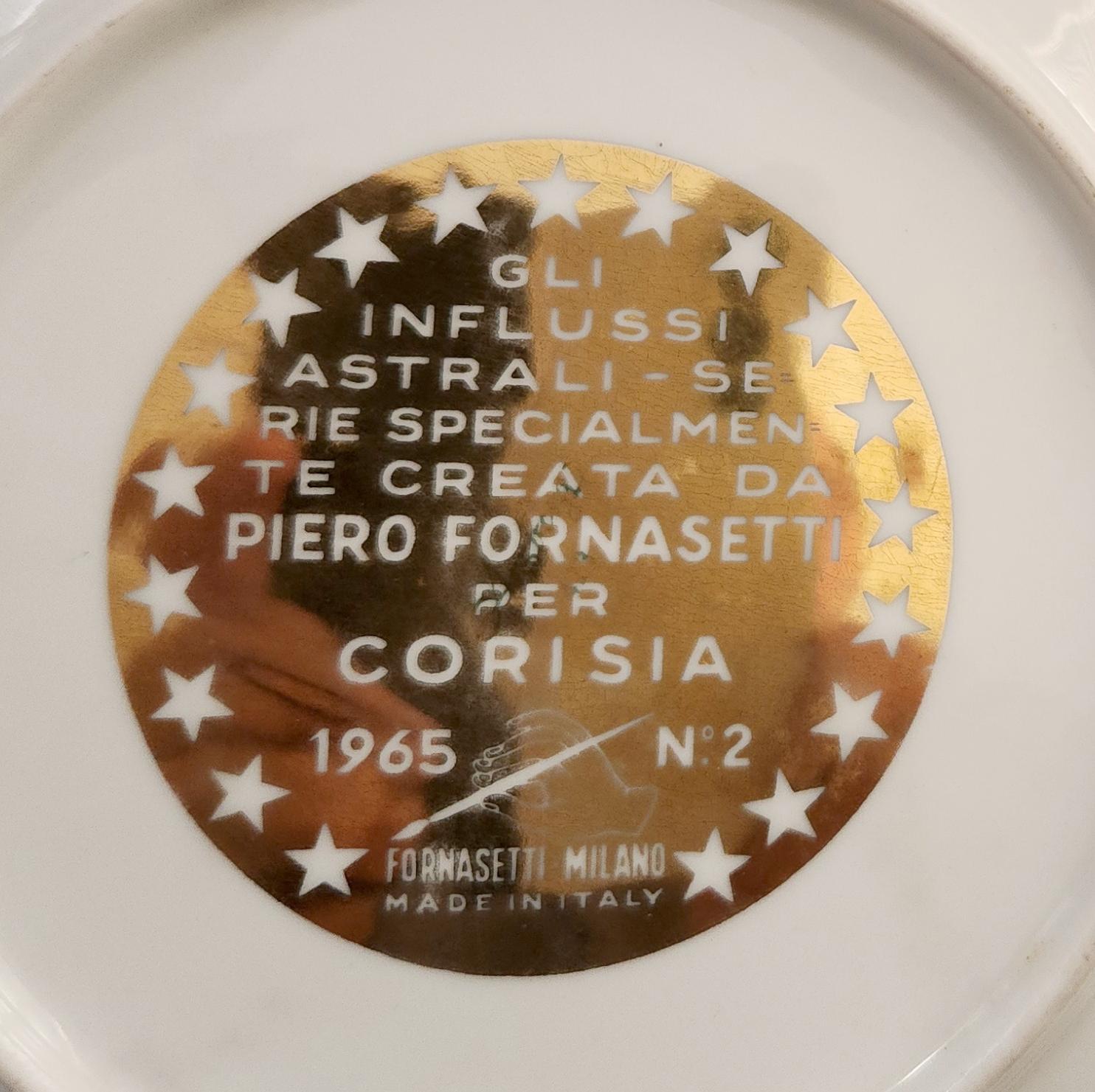 Italian 1965 Vintage Piero Fornasetti Porcelain Zodiac Plate, Astrological Sign Leo For Sale