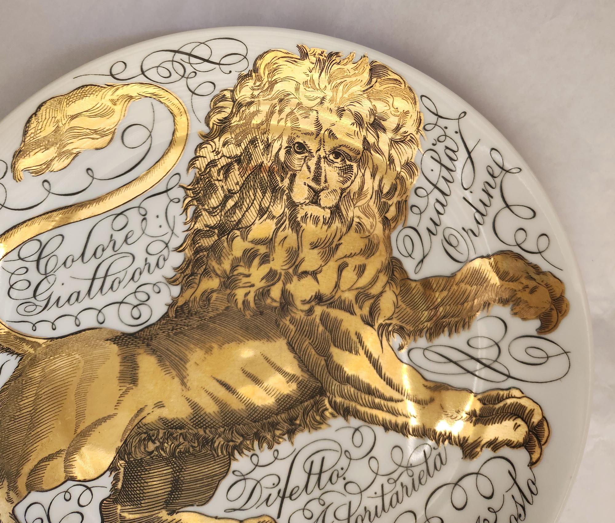 1965 Vintage Piero Fornasetti Porcelaine Zodiac Plate, Astrological Sign Leo en vente 1