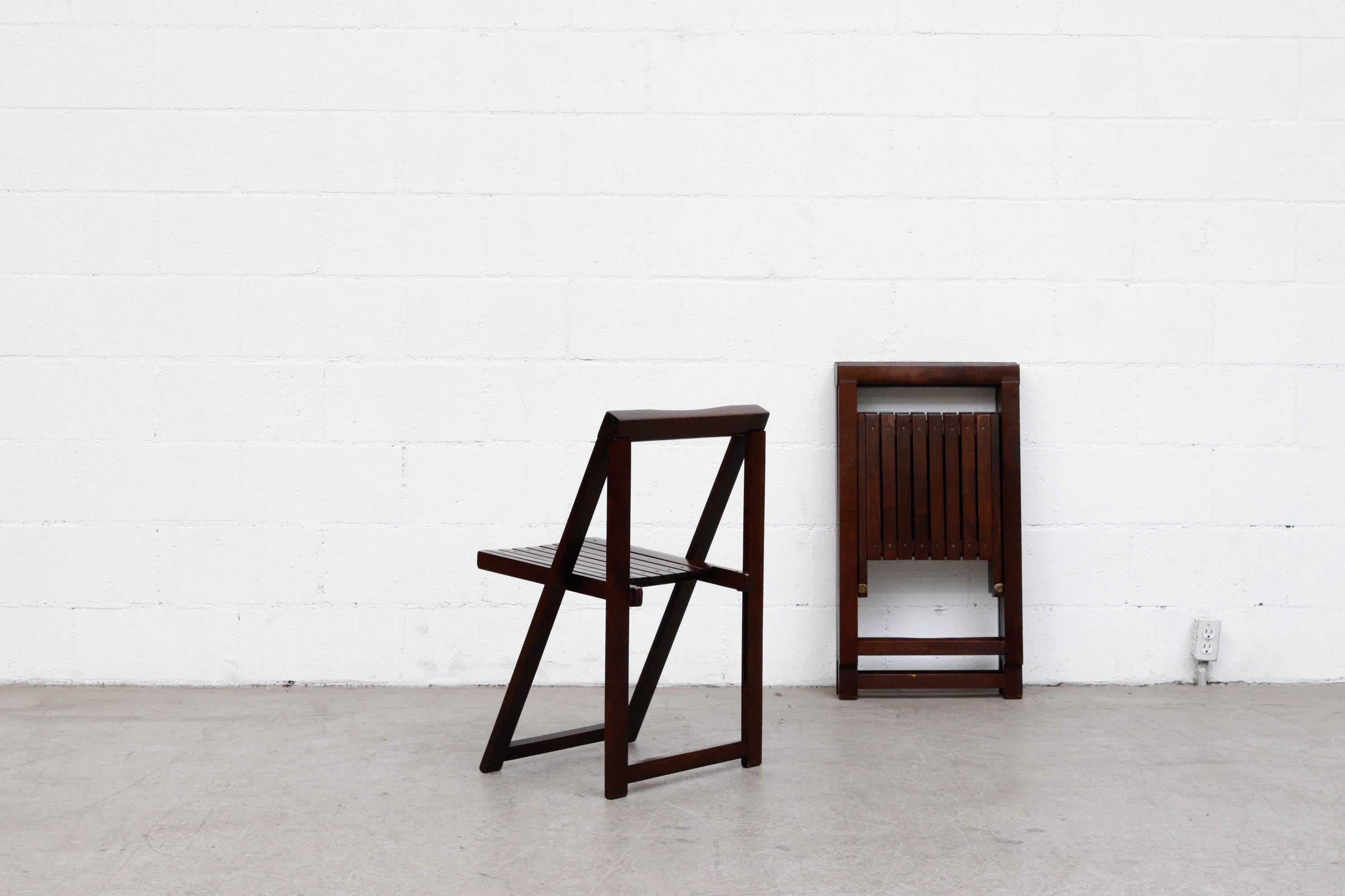 Mid-Century Modern 1966 Aldo Jacober Folding Chairs with Slat Seats