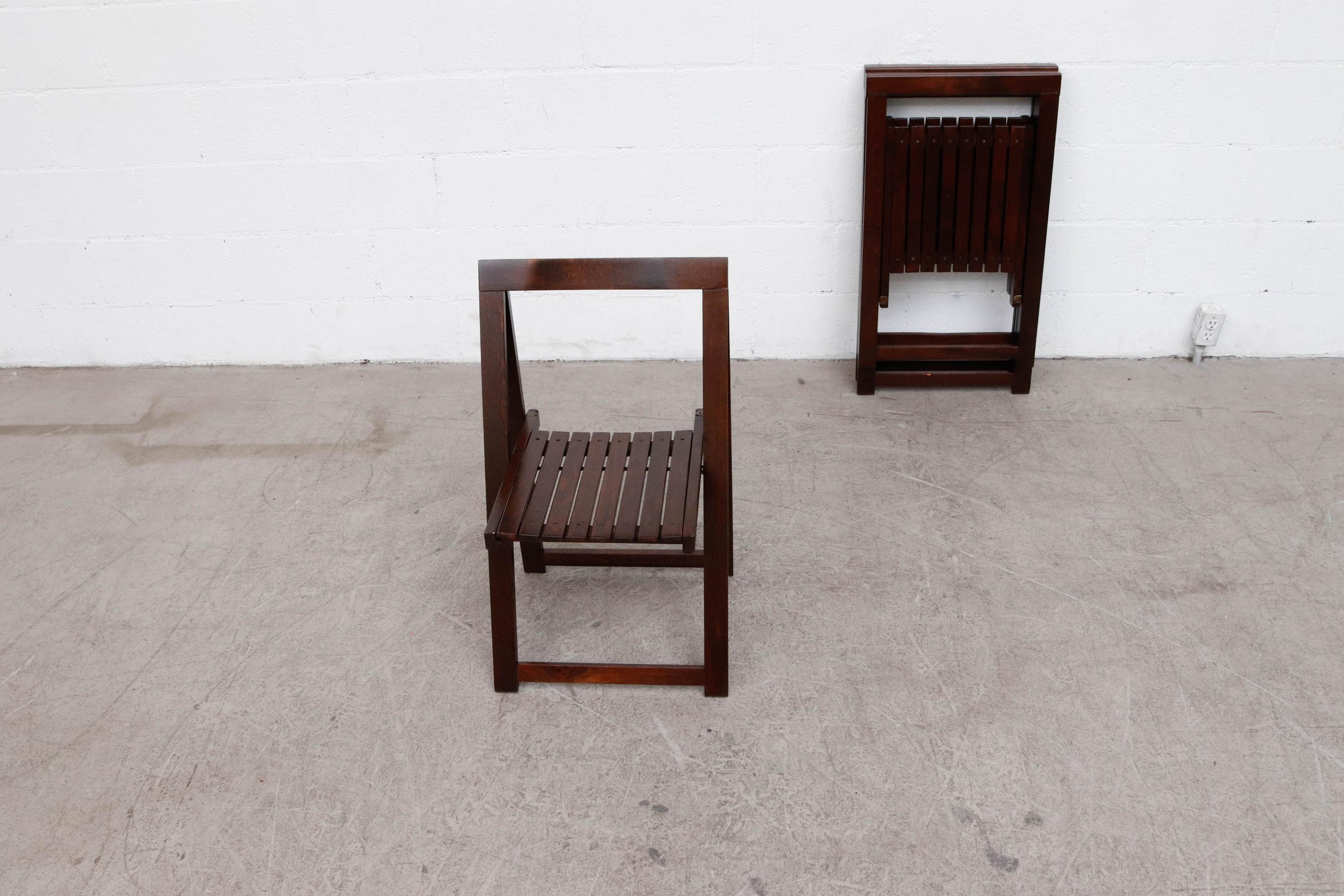 Wood 1966 Aldo Jacober Folding Chairs with Slat Seats
