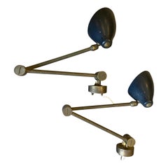 1966 Angelo Lelii Set of Two Mid-Century Modern Wall Sconces by Arredoluce
