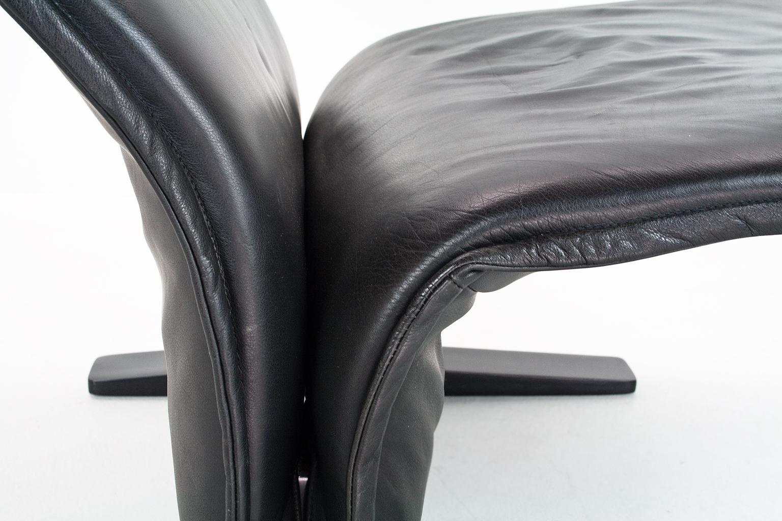 Powder-Coated 1966 Black Leather Concorde 'F784' Lounge Chair by Pierre Paulin for Artifort