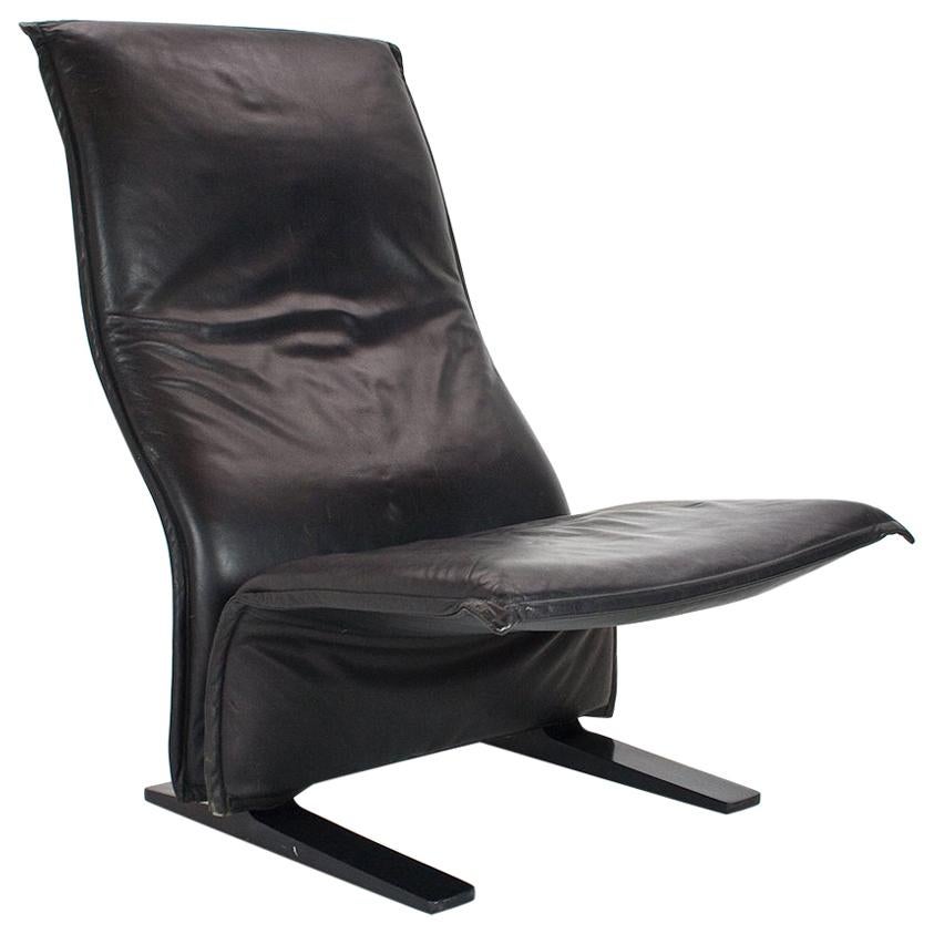 1966 Black Leather Concorde 'F784' Lounge Chair by Pierre Paulin for Artifort