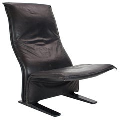 1966 Black Leather Concorde 'F784' Lounge Chair by Pierre Paulin for Artifort