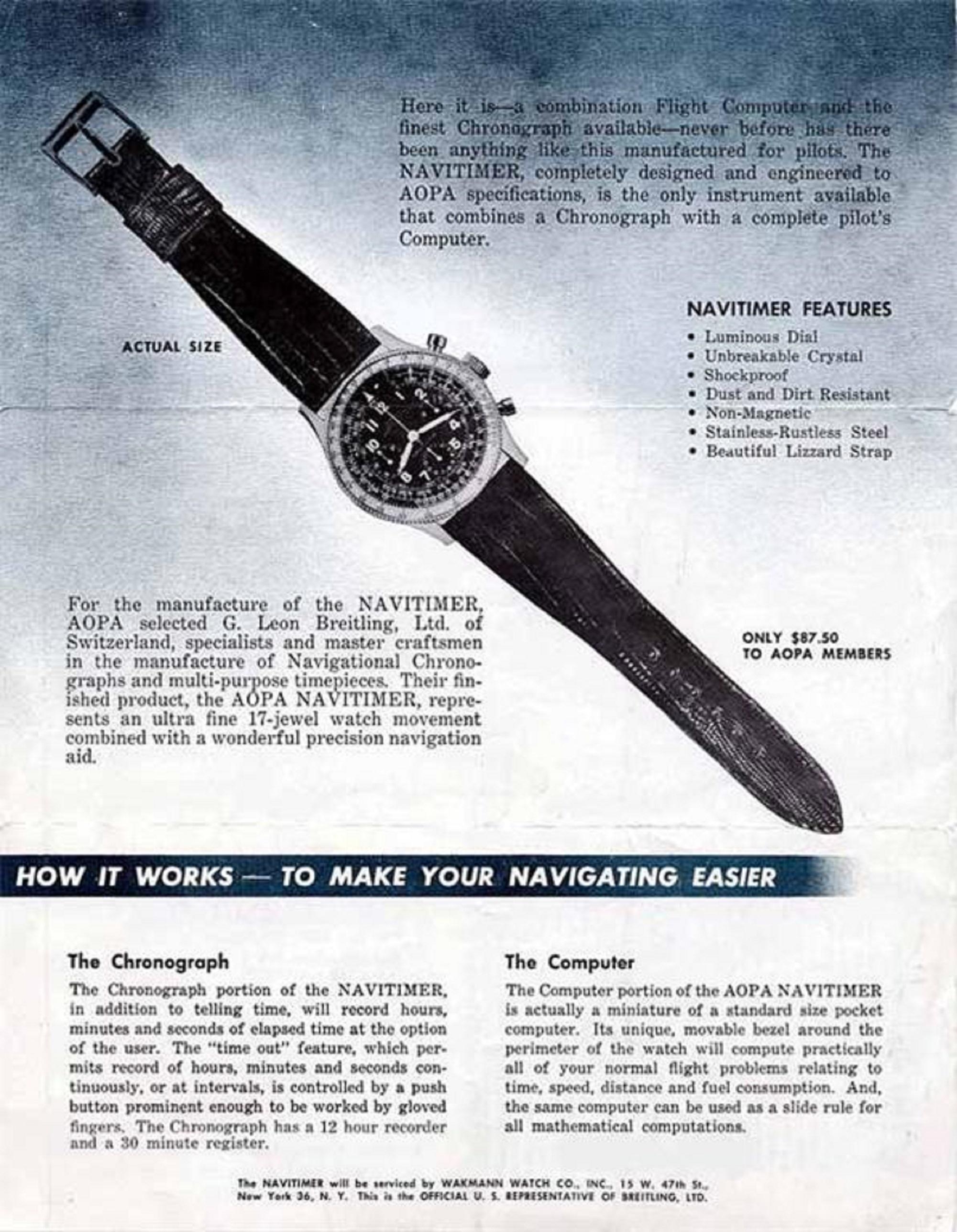 1966 Breitling Navitimer Vintage Aviator's AOPA Chronograph Uhr im Angebot 3
