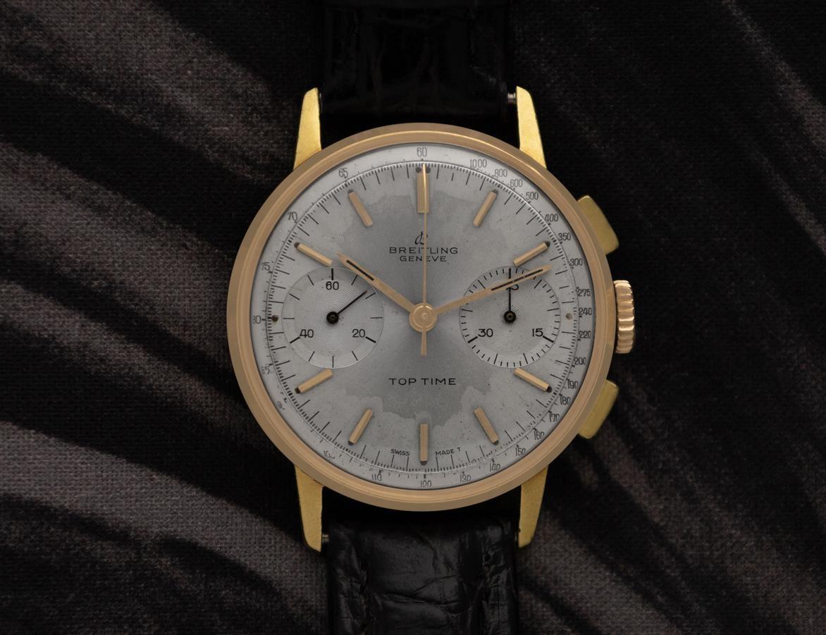 1966 Breitling Top Time Vintage Ref. 2003 Mens Chronograph Watch - Gold Plated 6