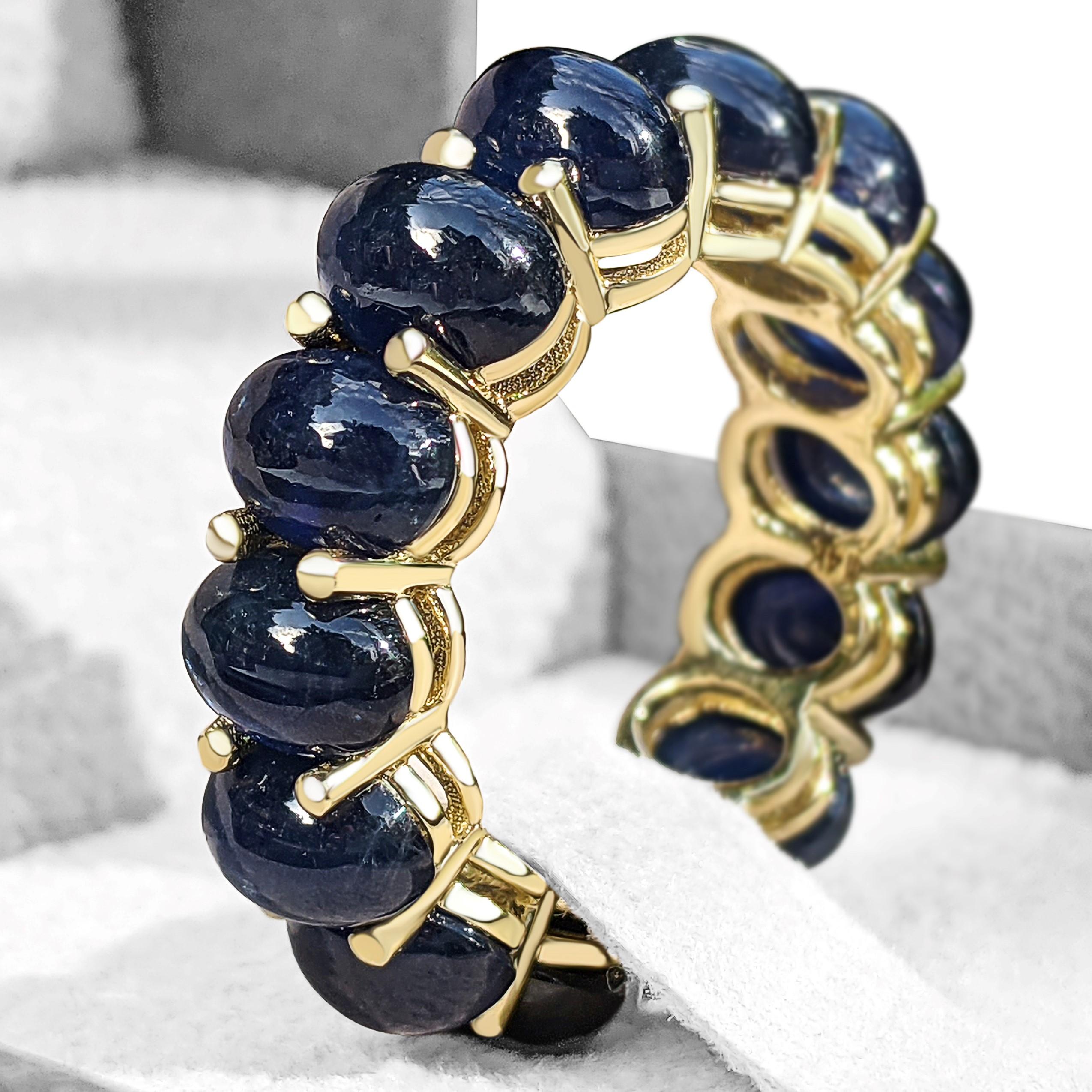 $1 NO RESERVE! - 19.66 Carat Sapphire Eternity Band, 14 Karat Yellow Gold Ring In New Condition In Ramat Gan, IL