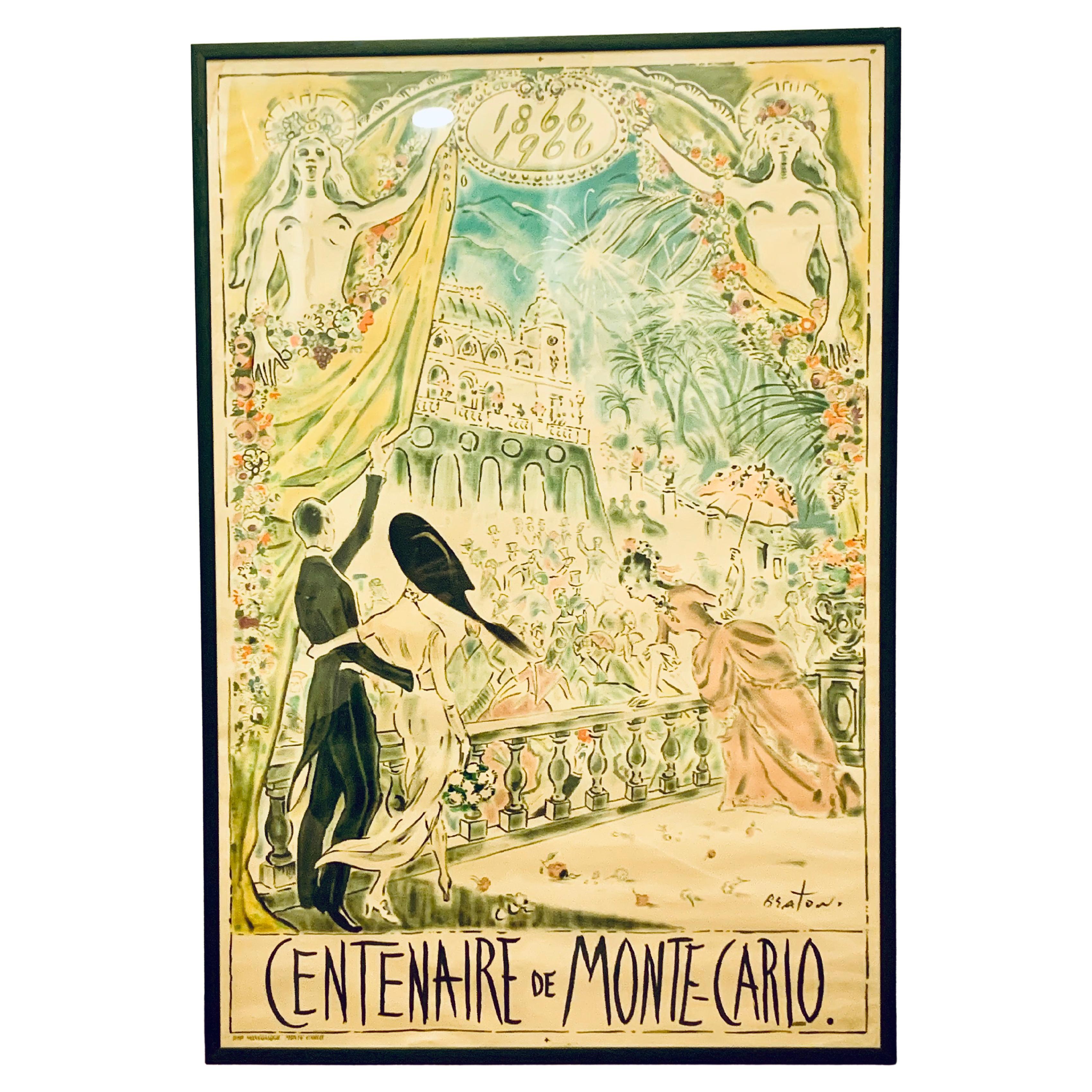  1966 Cecil Beaton CENTENAIRE de MONTE, CARLO Lithographic Poster in Colours For Sale