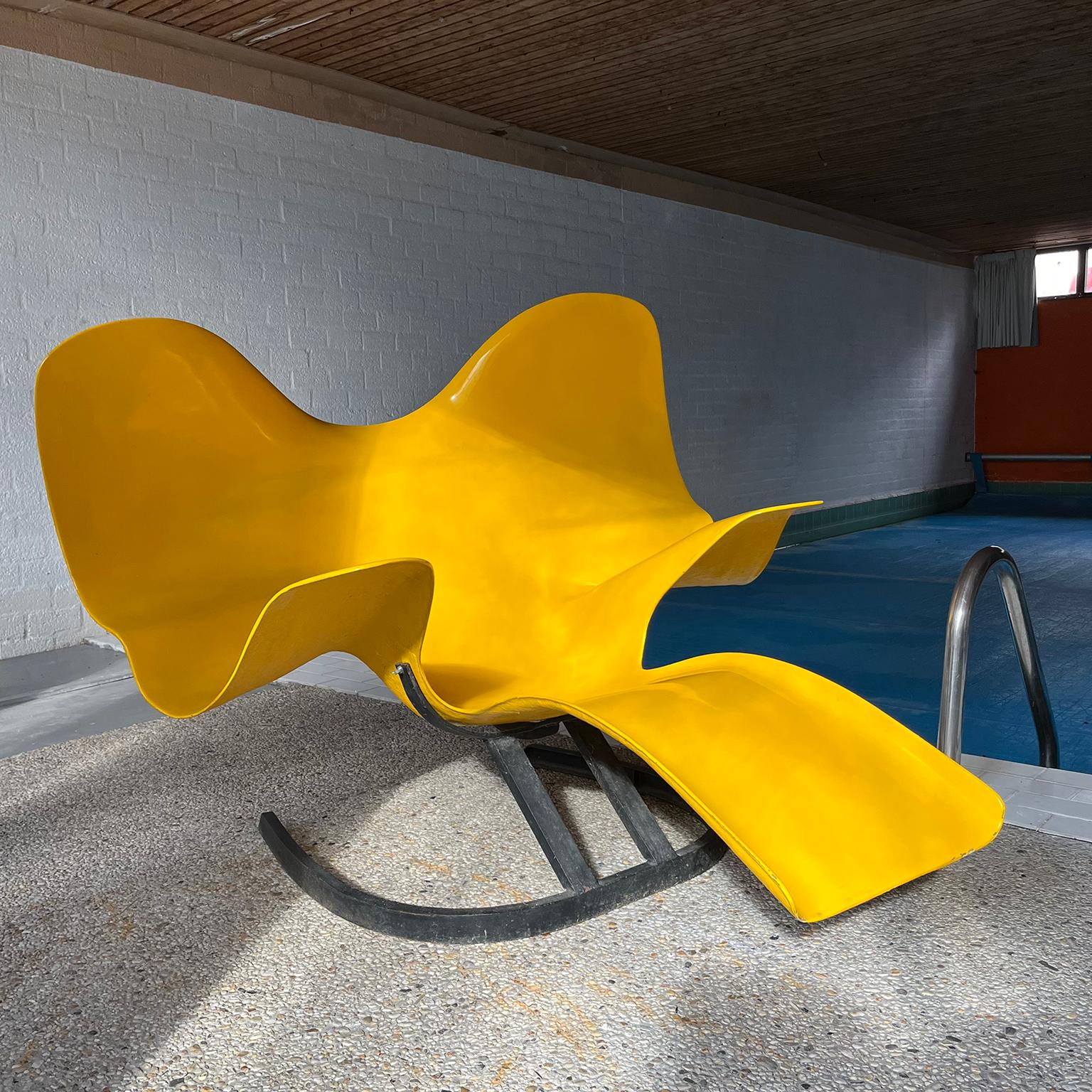 1966, Elephant Chair by Bernard Rancillac Yellow with Black Base Limited Edition For Sale 5