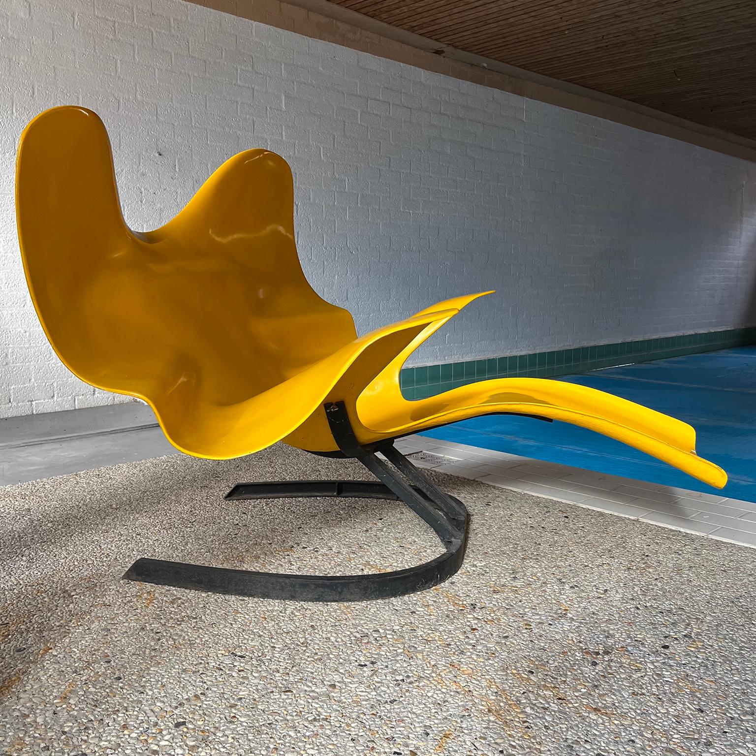Mid-Century Modern 1966, Elephant Chair by Bernard Rancillac Yellow with Black Base Limited Edition For Sale
