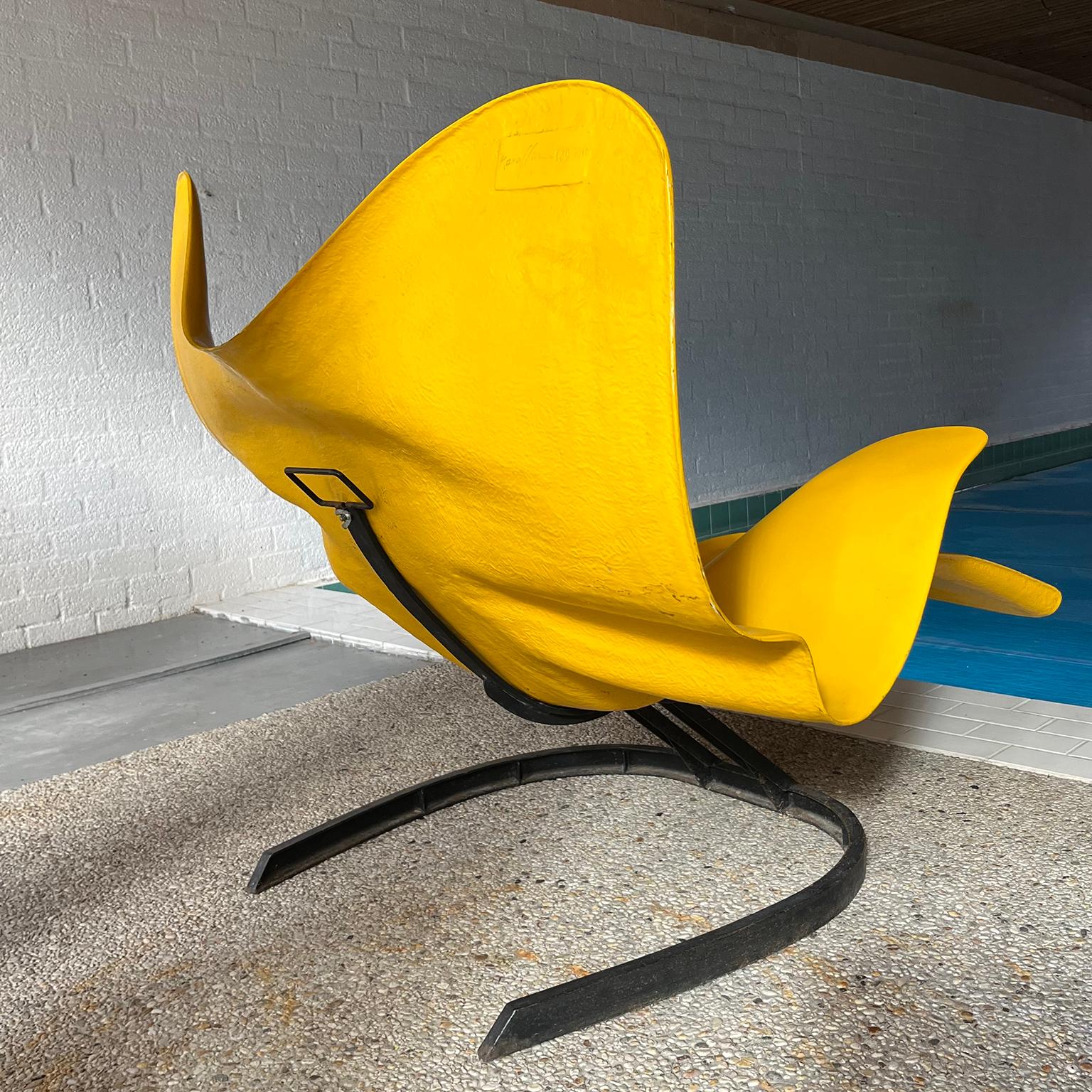 French 1966, Elephant Chair by Bernard Rancillac Yellow with Black Base Limited Edition For Sale