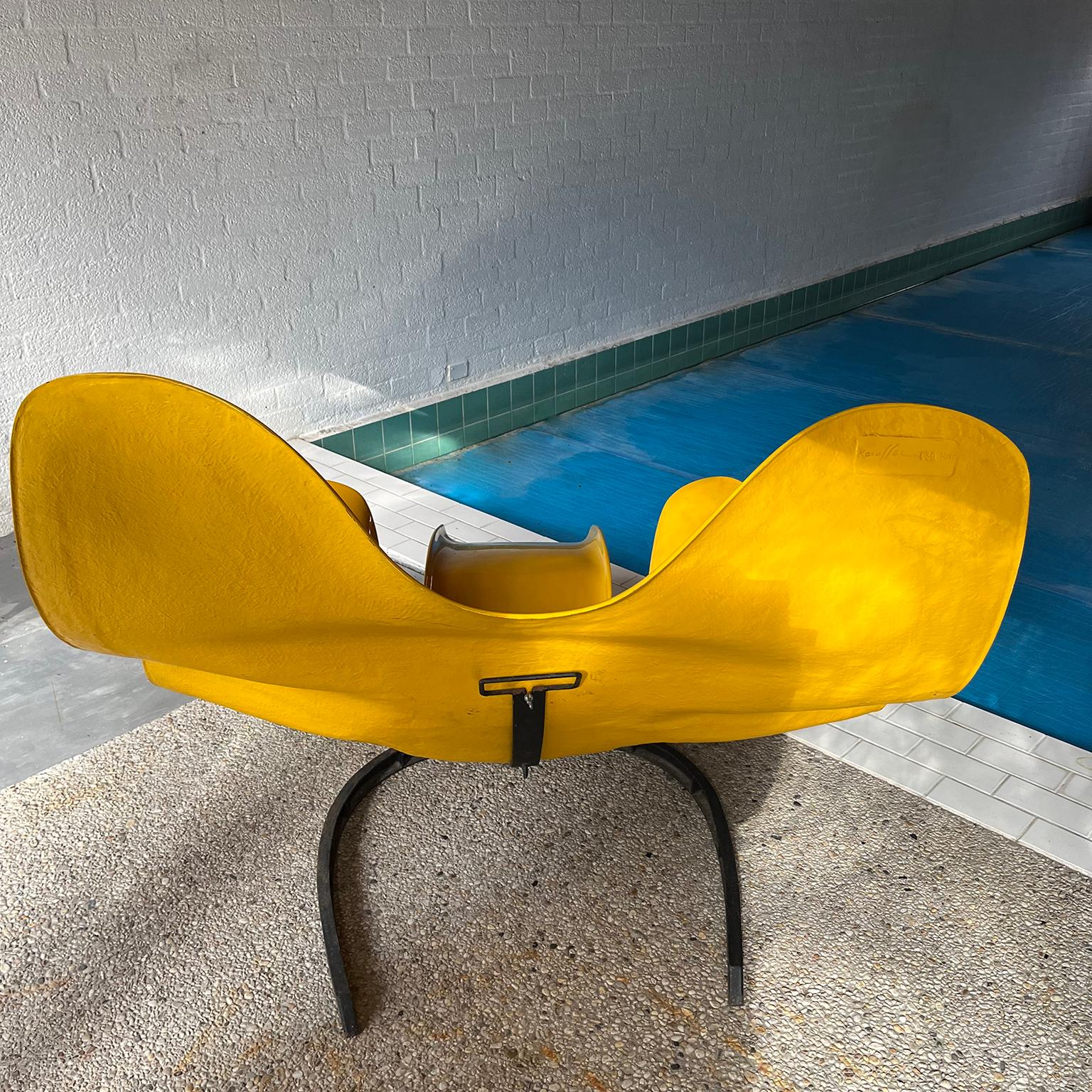 1966, Elephant Chair by Bernard Rancillac Yellow with Black Base Limited Edition For Sale 1