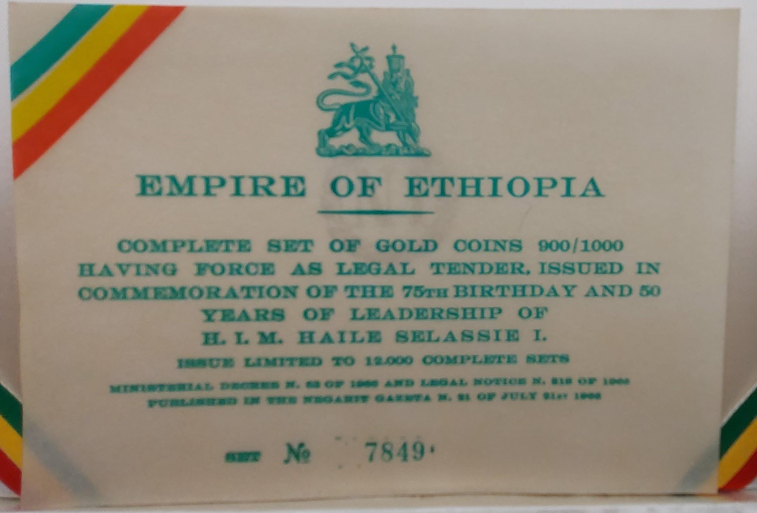 1966 Äthiopischer Kaiser Haile Selassie I. Proof 22 Karat Goldmünze-Set im Zustand „Hervorragend“ im Angebot in Marcianise, CE, IT