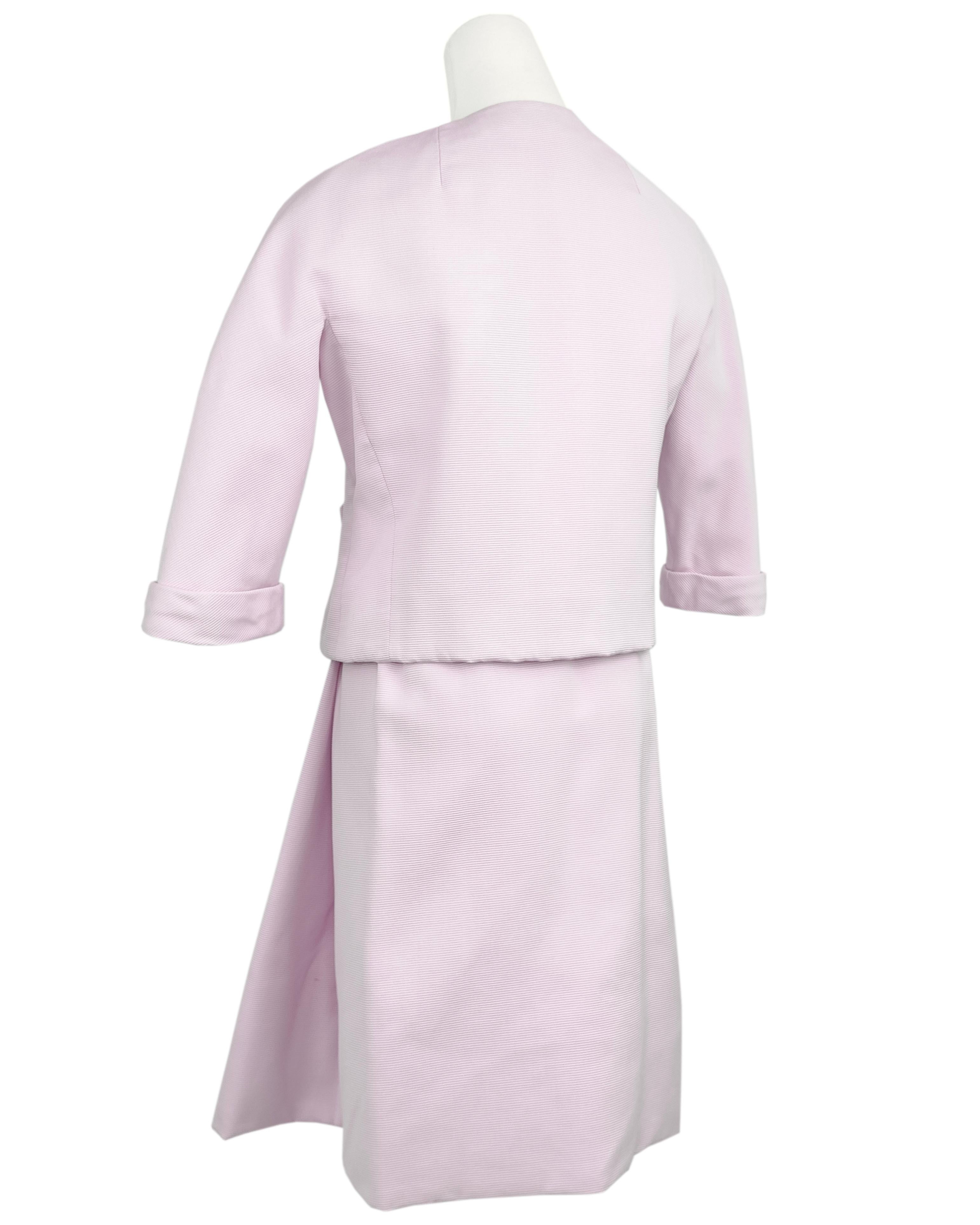 Gray 1966 Geoffrey Beene Baby Pink Cordé Silk Skirt Suit For Sale