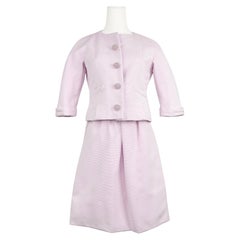 1966 Geoffrey Beene, abito con gonna in seta cordata rosa baby