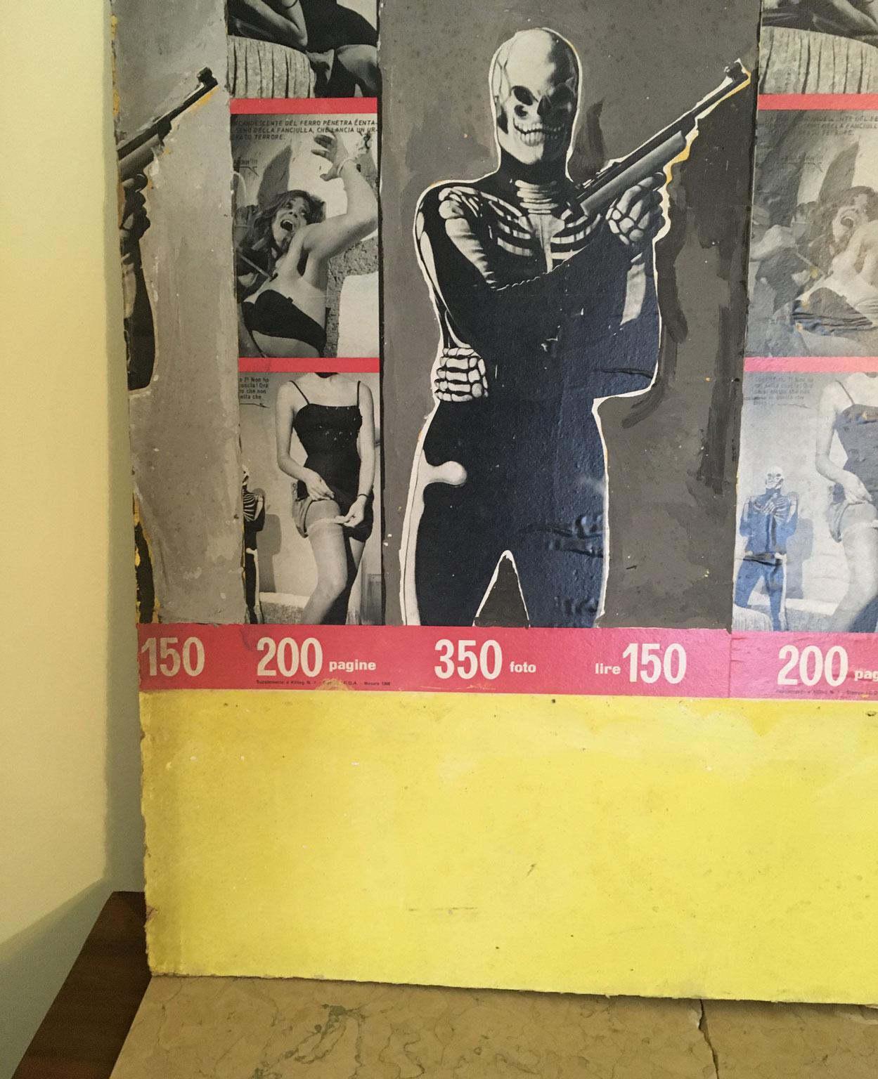 1966 Italien Abstrakte Malerei und Papier Collage von Ermete Lancini  im Zustand „Gut“ im Angebot in Brescia, IT