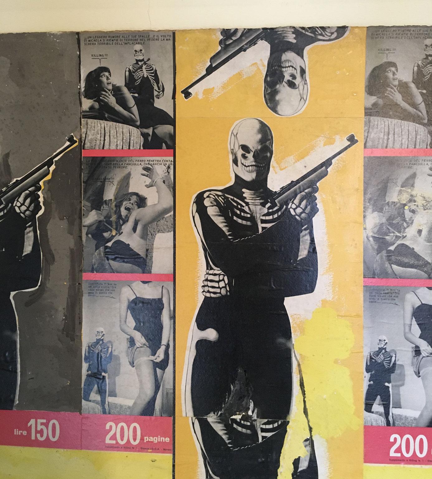 20ième siècle 1966 Italie Peinture abstraite et collage de papier par Ermete Lancini  en vente