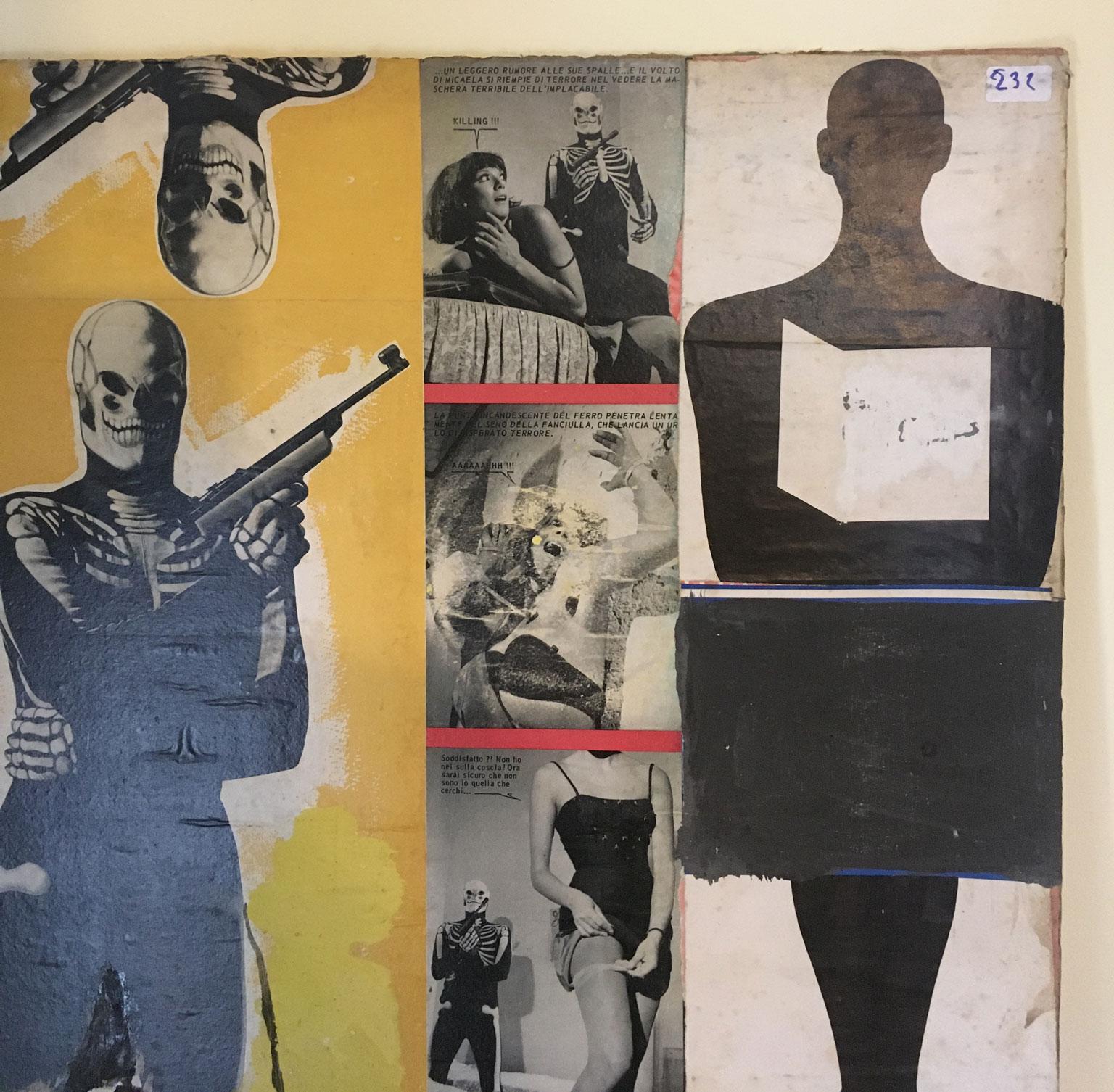 1966 Italien Abstrakte Malerei und Papier Collage von Ermete Lancini  im Angebot 2