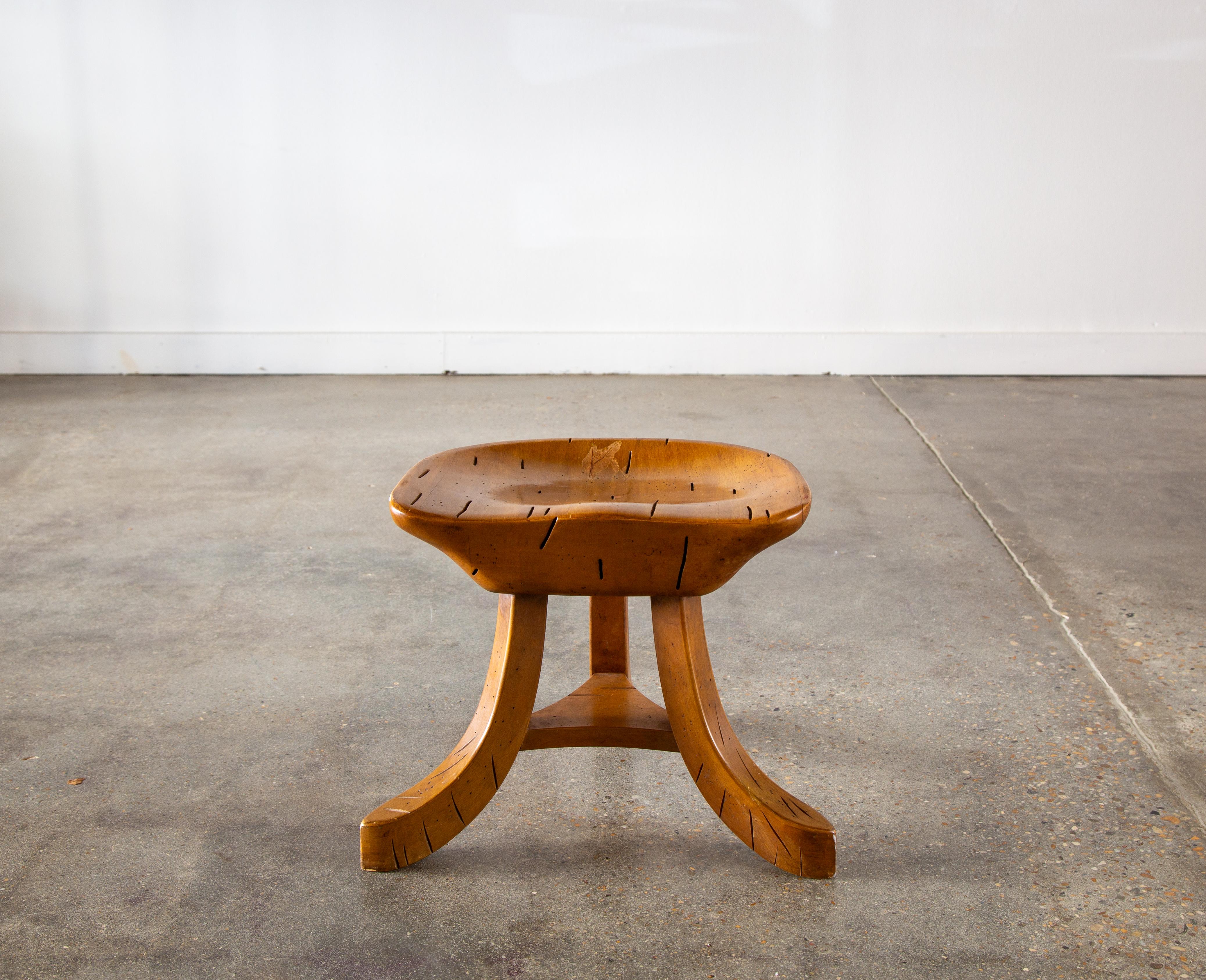 1966 Madison Park Ambrosia Maple Thebes style stool Adolf Loos In Good Condition For Sale In Virginia Beach, VA