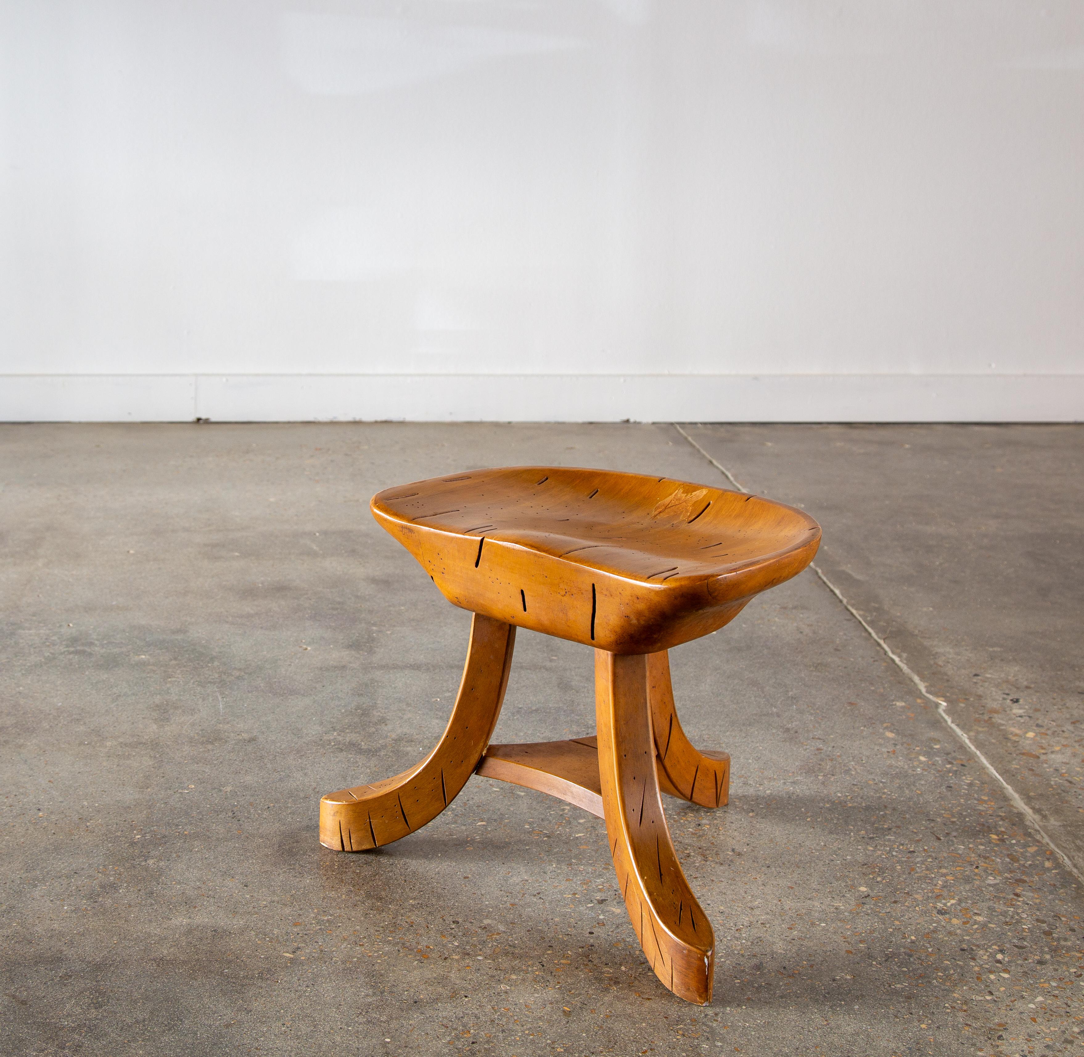 Mid-20th Century 1966 Madison Park Ambrosia Maple Thebes style stool Adolf Loos For Sale