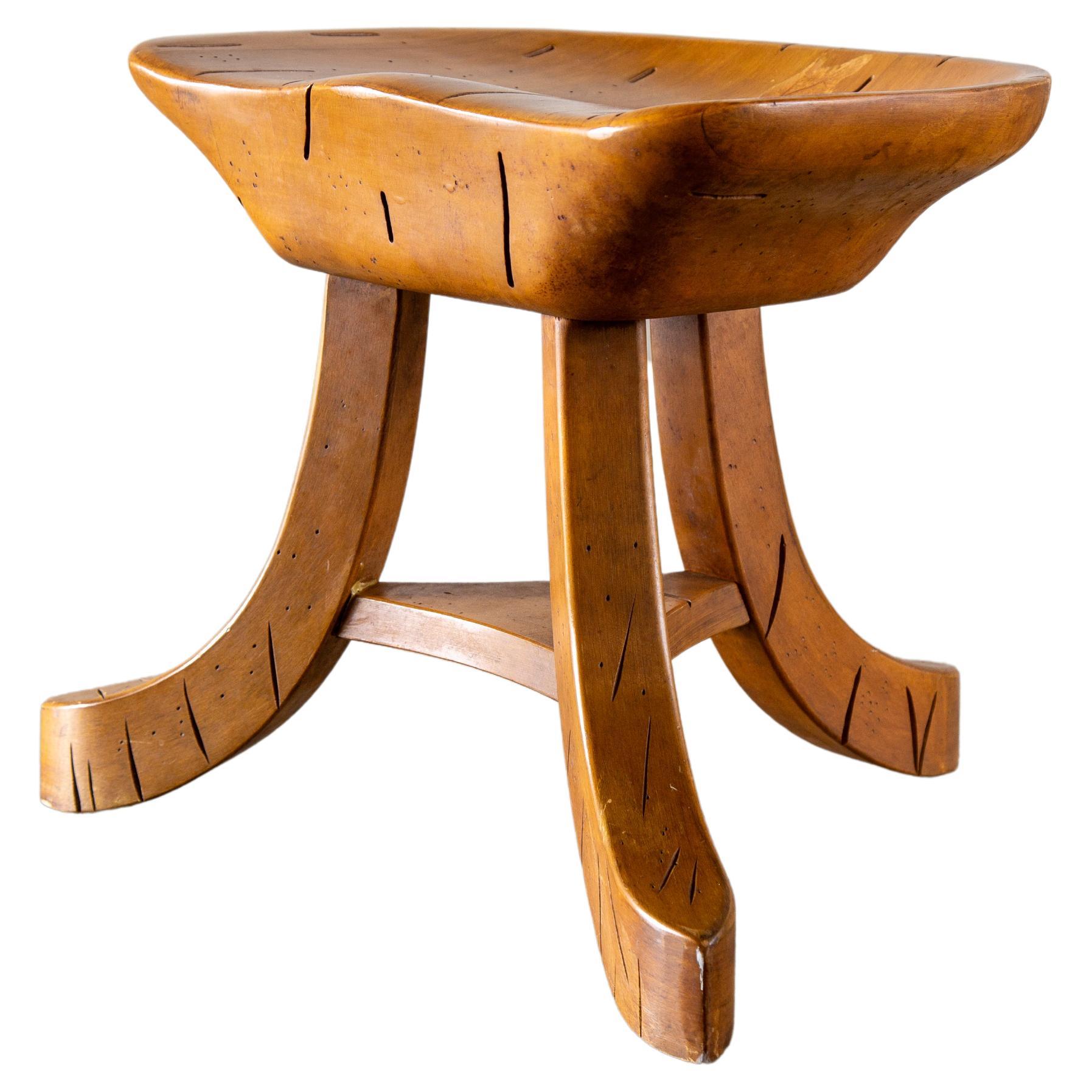 1966 Madison Park Ambrosia Maple Thebes style stool Adolf Loos For Sale