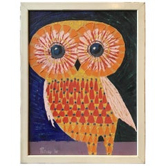 1966 Oil on Canvas of Owl Signed Peircey