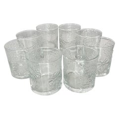 1966 Oiva Toikka Eight Drink Glasses Flora Series Finland Iittala