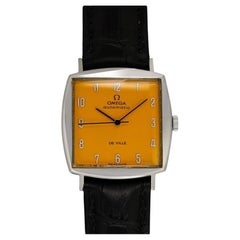 1966 OMEGA DE VILLE Vintage Mens Classic Yellow Dial SS Steel Watch - Mint
