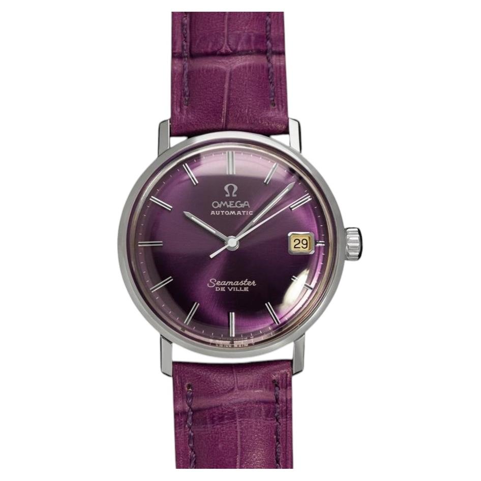 1966 Omega Seamaster Mens Vintage Cal. 565 Watch with Purple Dial - Stainless St For Sale