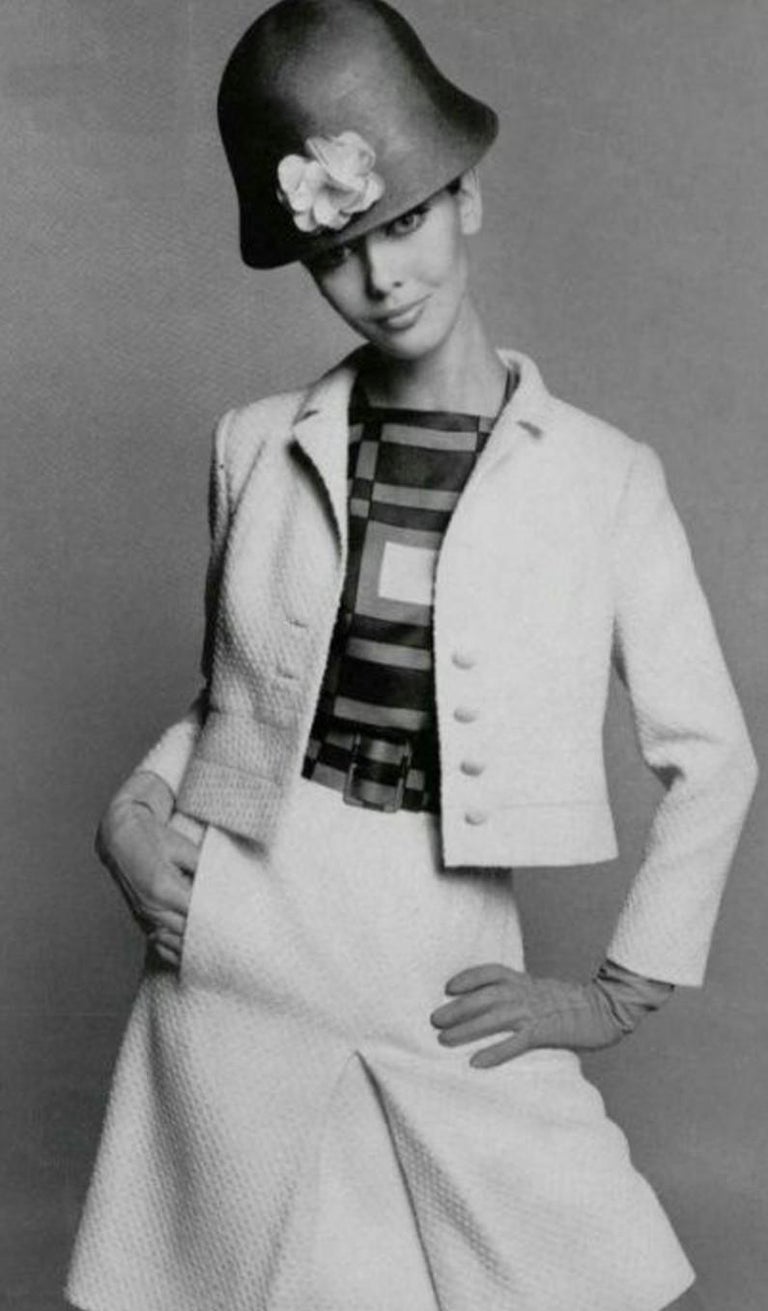 1966 Philippe Venet Haute Couture Silk Geometric Cocktail Dress ...