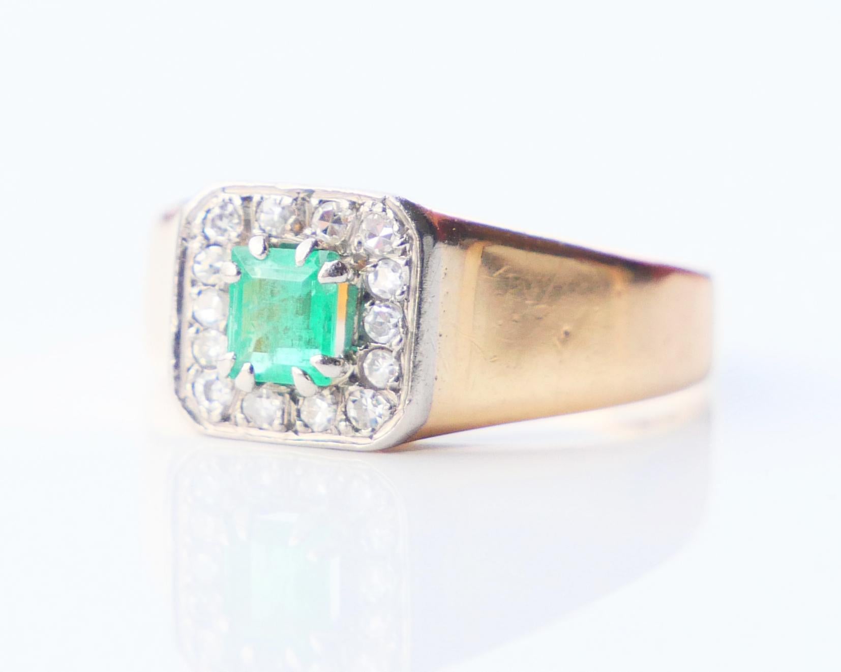1966 Ring Emerald Diamonds solid 18K Gold ØUS6 /3.9gr For Sale 5