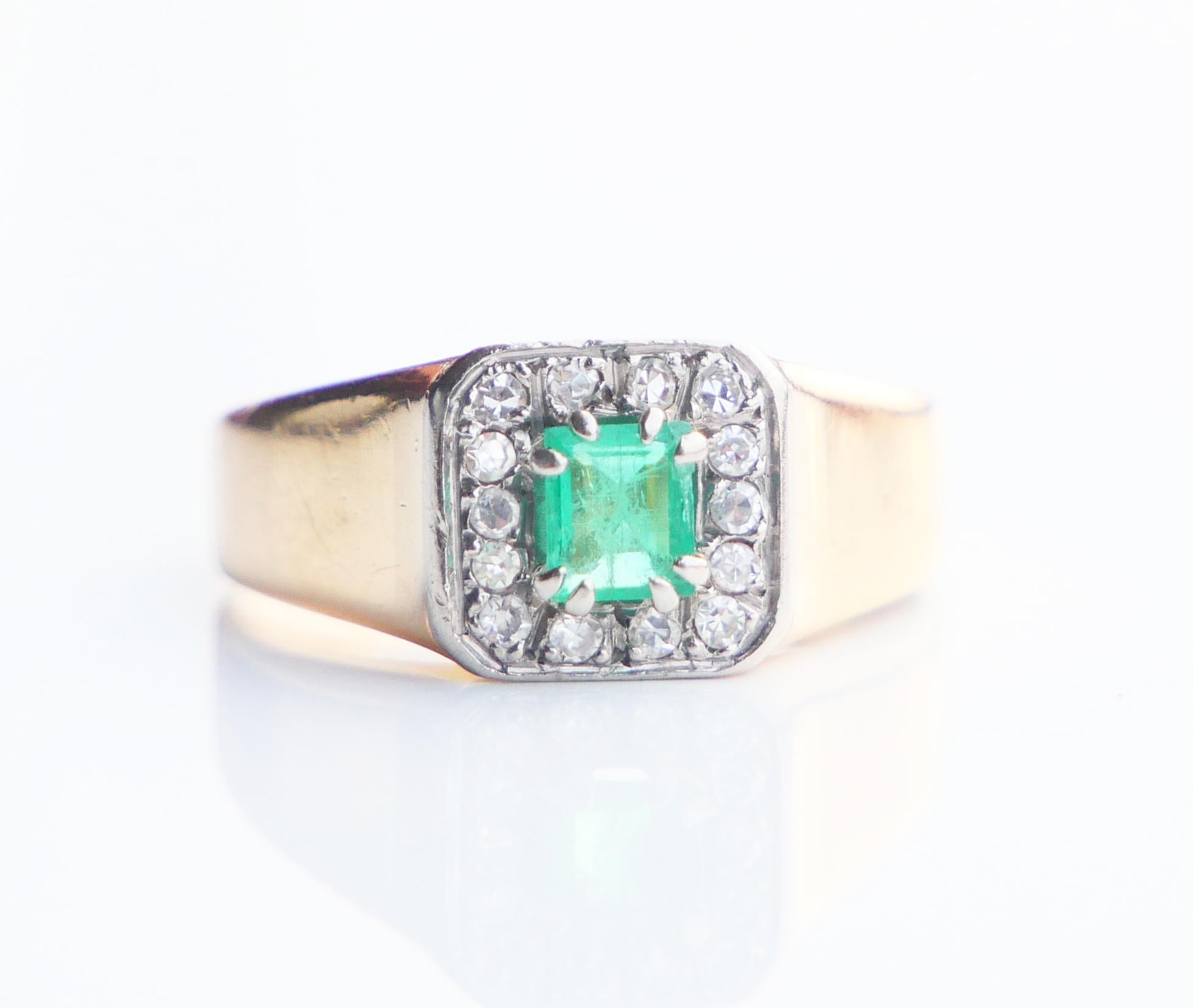 1966 Ring Emerald Diamonds solid 18K Gold ØUS6 /3.9gr For Sale 6