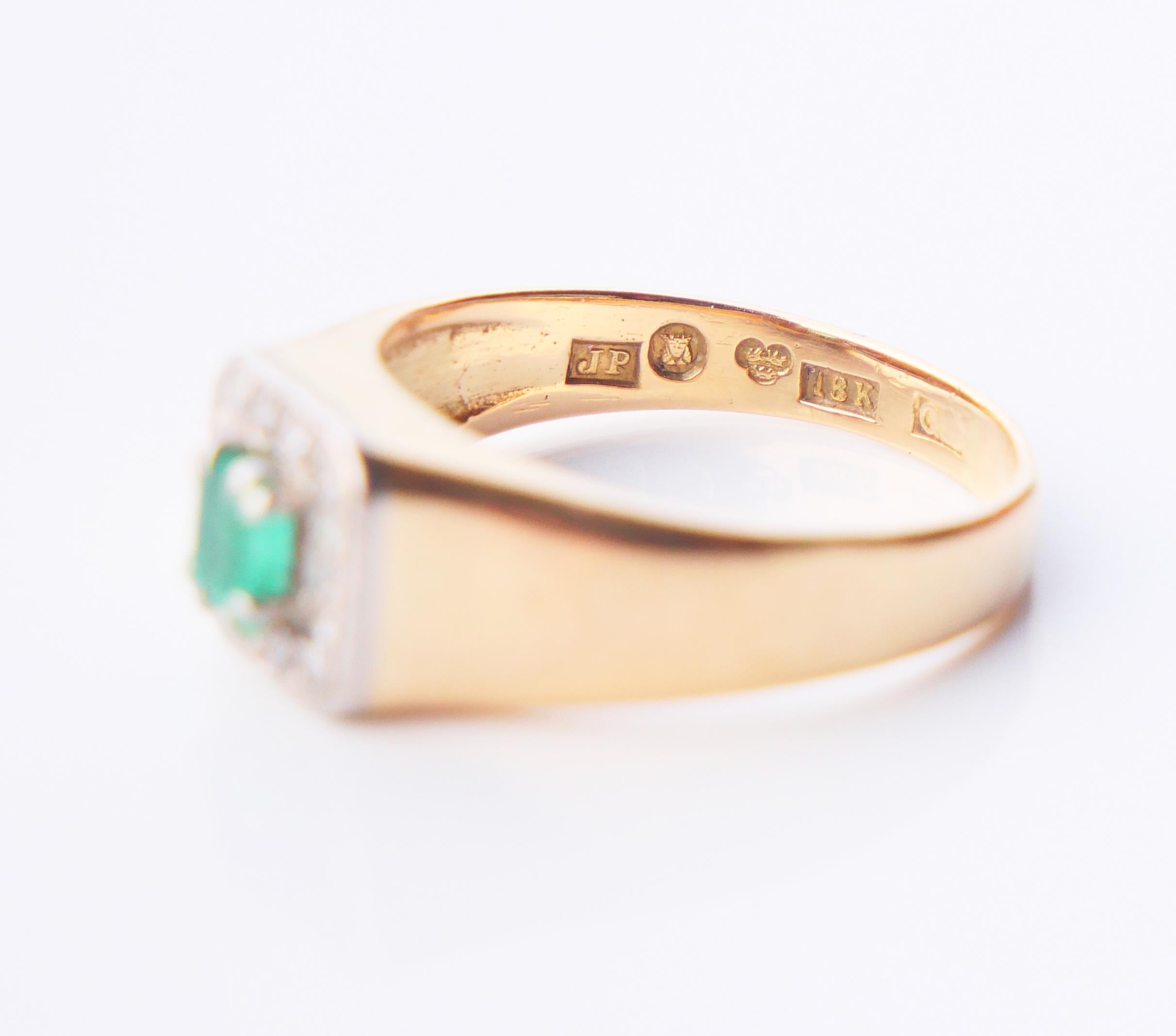 1966 Ring Emerald Diamonds solid 18K Gold ØUS6 /3.9gr For Sale 8